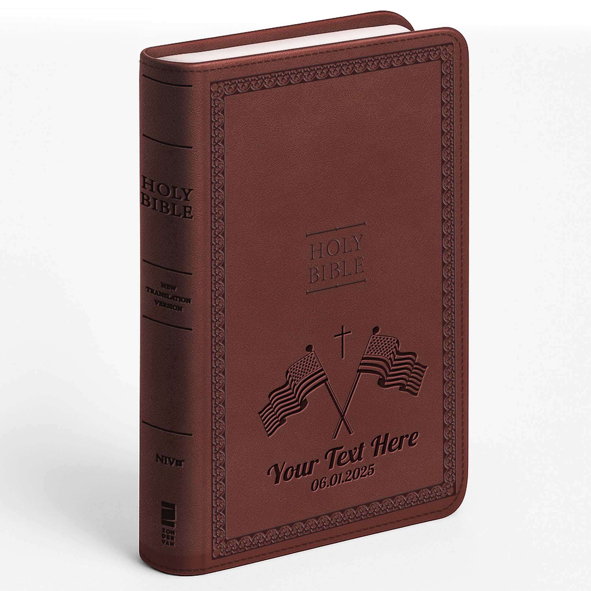 Personalized NIV Bible Brown Value Thinline - Engraved USA Patriotic