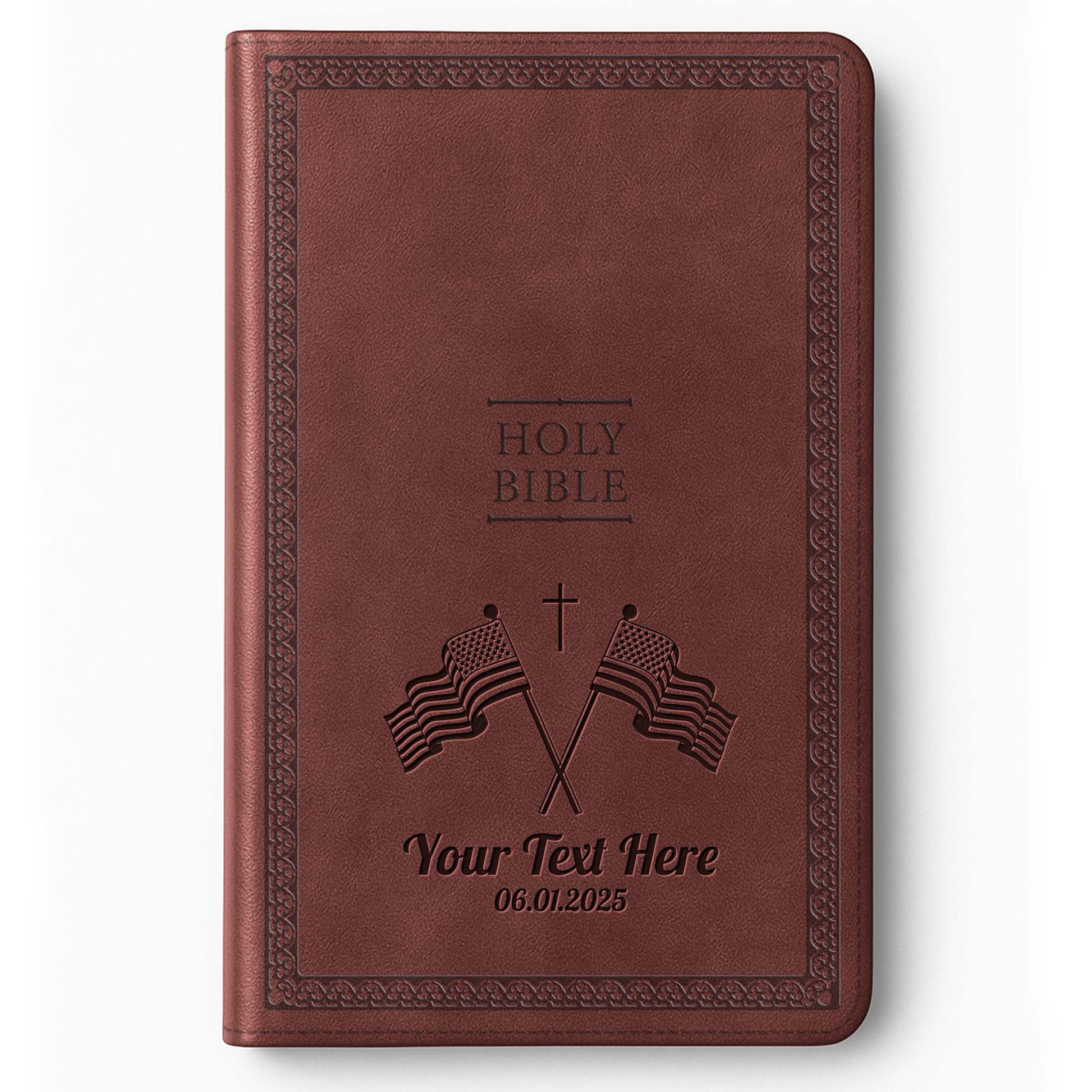 Personalized NIV Bible Brown Value Thinline - Engraved USA Patriotic