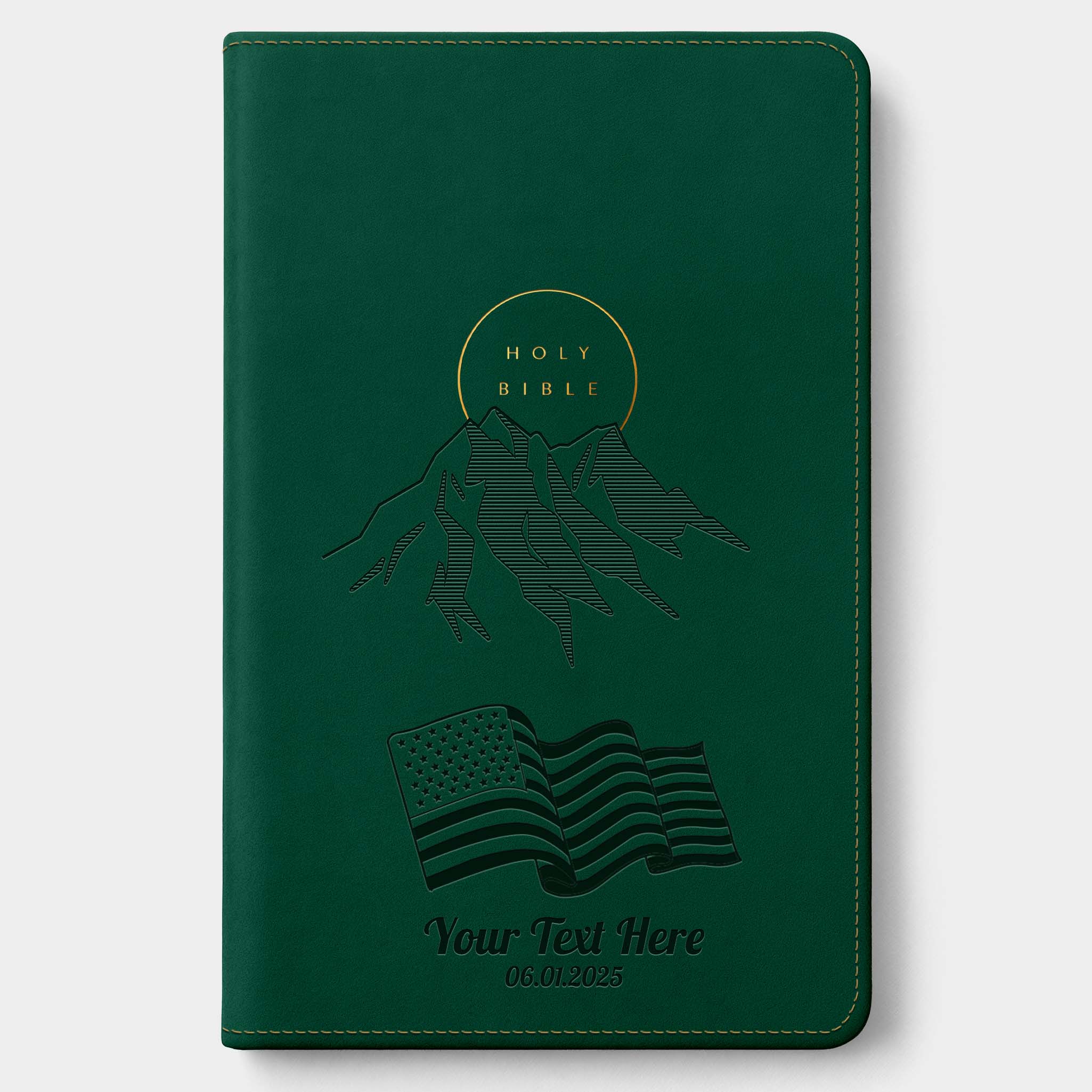 Personalized NLT Evergreen Mountain Bible - Engraved USA Patriotic