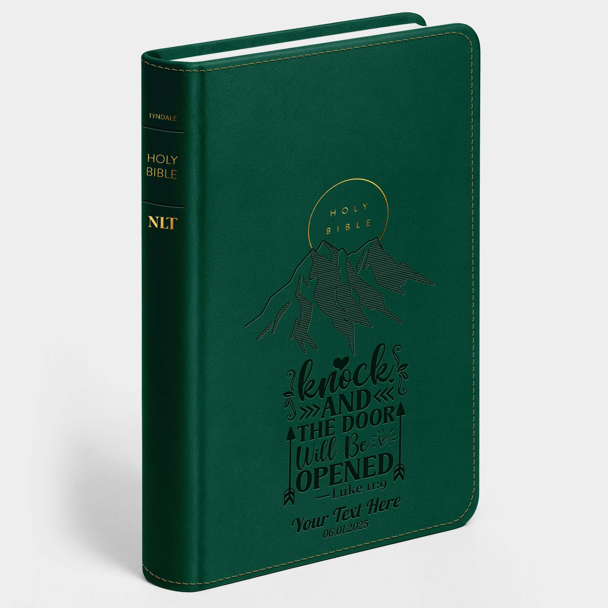 Personalized NLT Evergreen Mountain Bible - Engraved Verse
