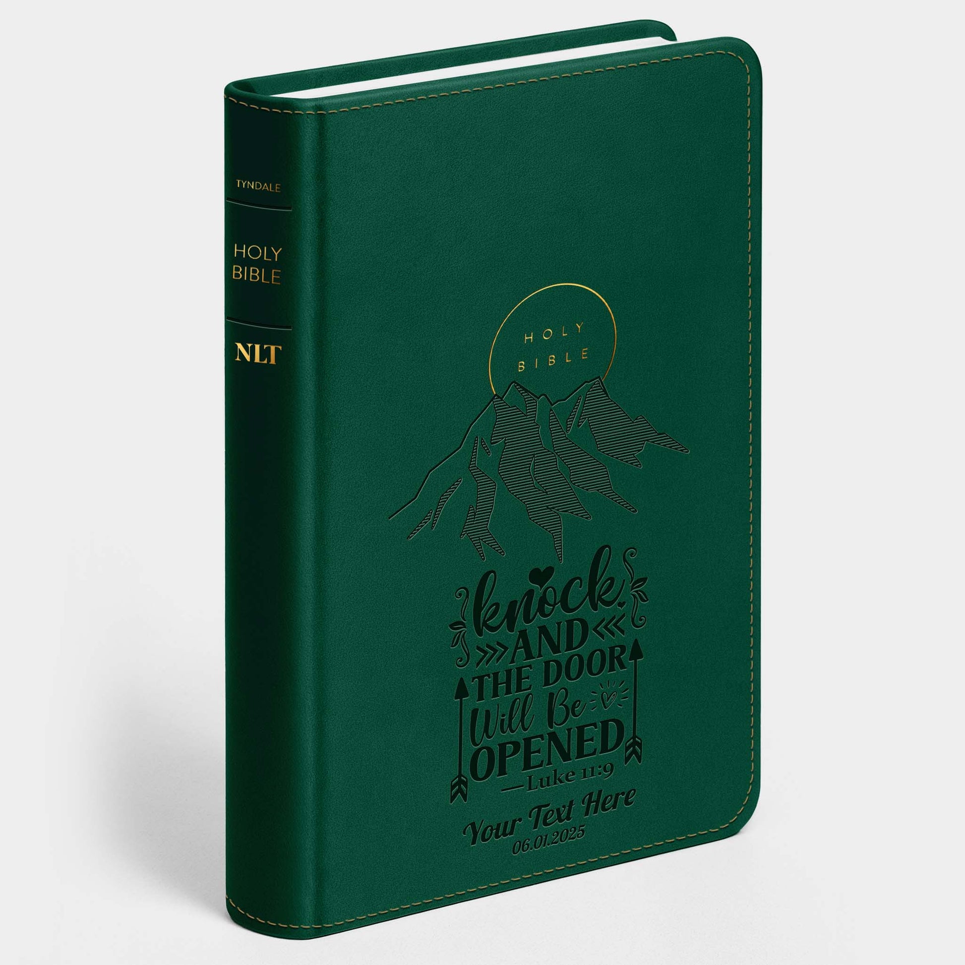 Personalized NLT Evergreen Mountain Bible - Engraved Verse