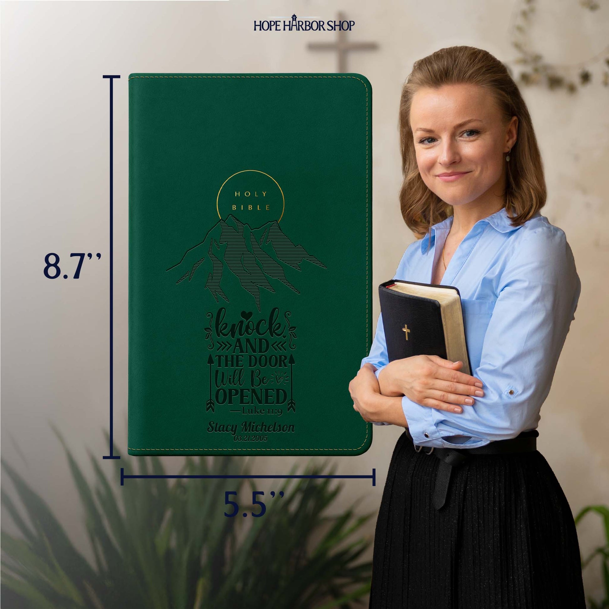 Personalized NLT Evergreen Mountain Bible - Engraved Verse