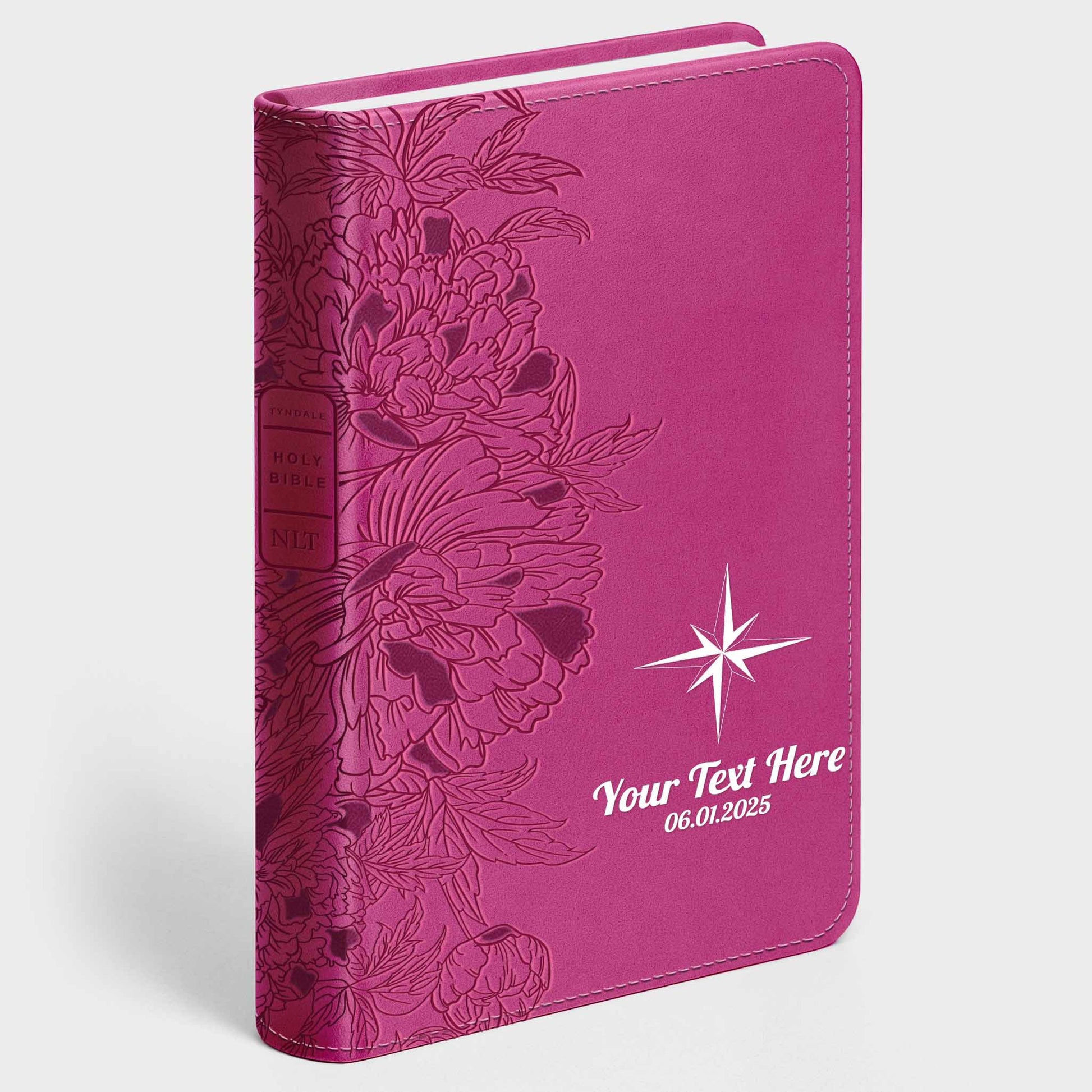 Personalized NLT Giant Print Bible - Peony Pink INDEXED - USA Patriotic