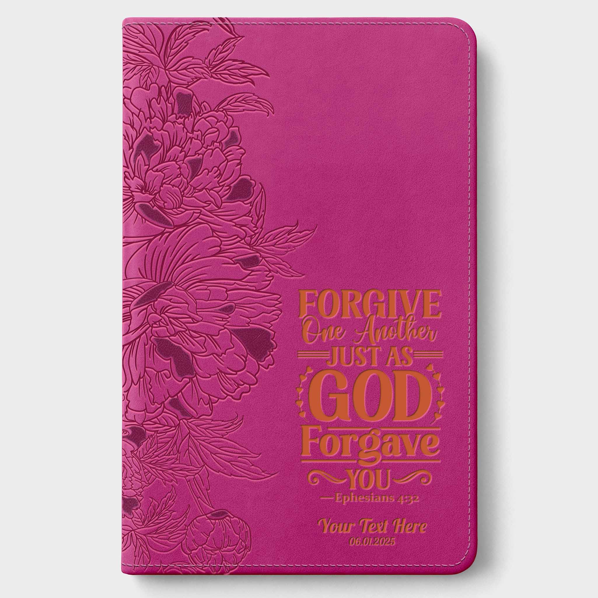 Personalized NLT Giant Print Bible - Peony Pink INDEXED - Engraved Verse