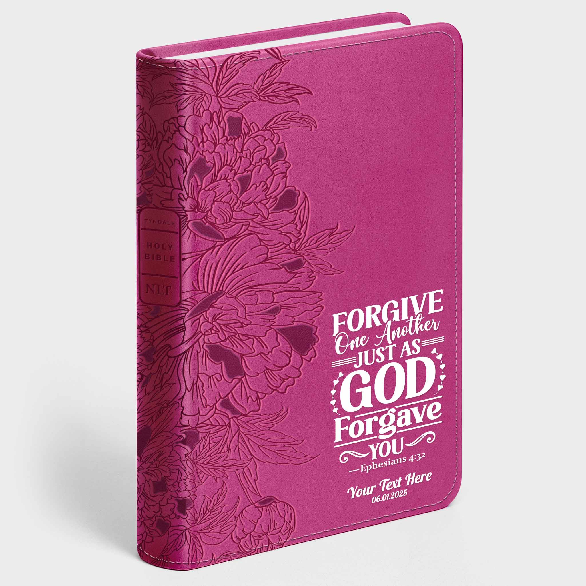 Personalized NLT Giant Print Bible - Peony Pink INDEXED - Verse