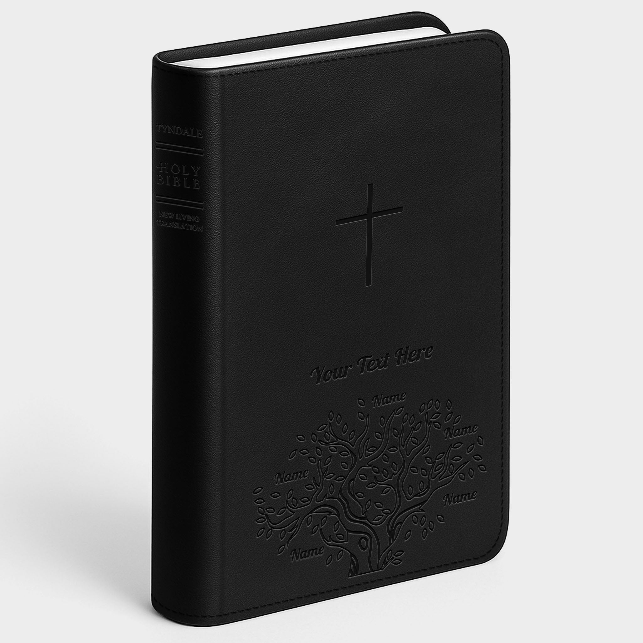 Personalized NLT Bible Black - Red Letter, Filament Enabled - Engraved Family Tree