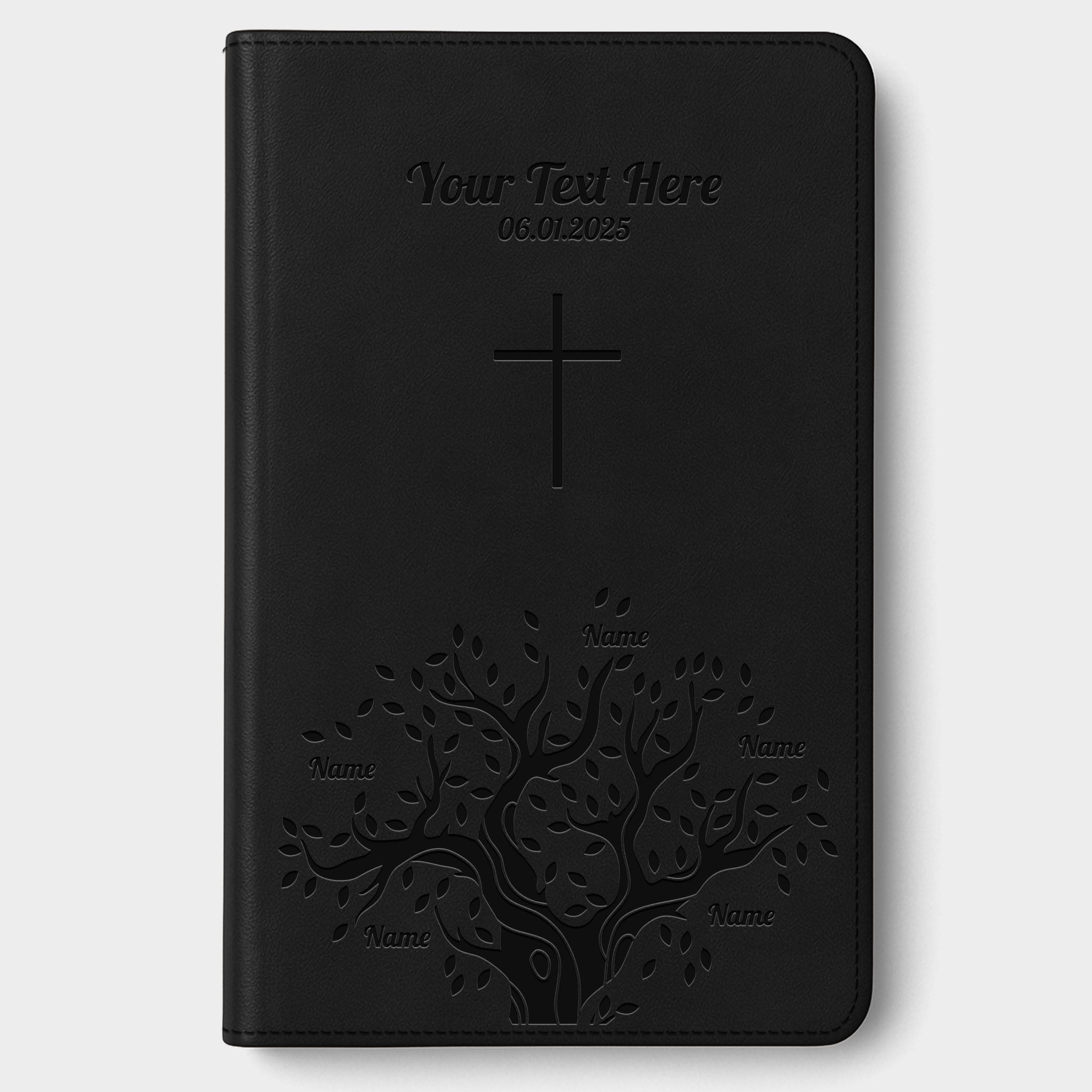 Personalized NLT Bible Black - Engraved Family Tree