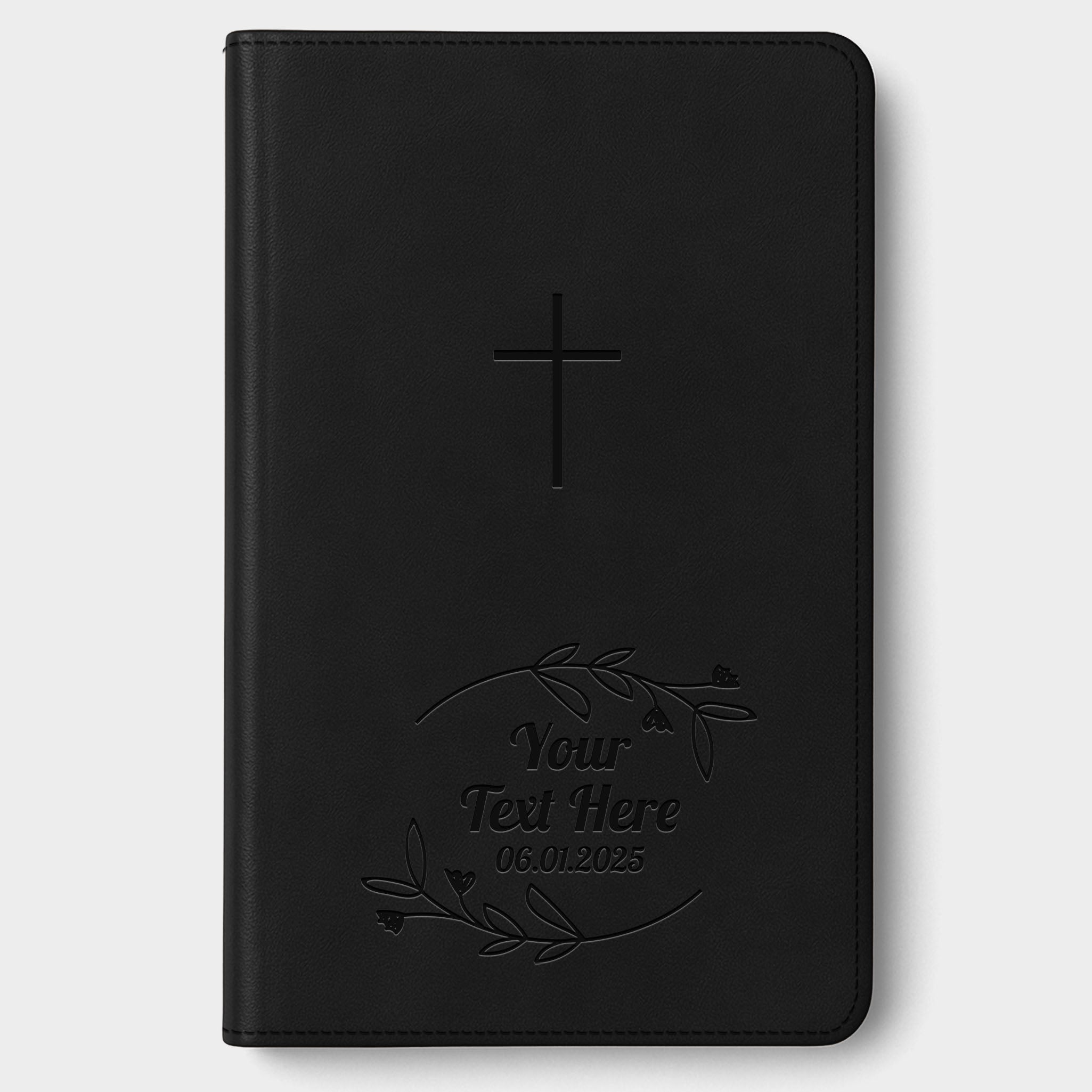 Personalized NLT Bible Black - Engraved Floral Frame