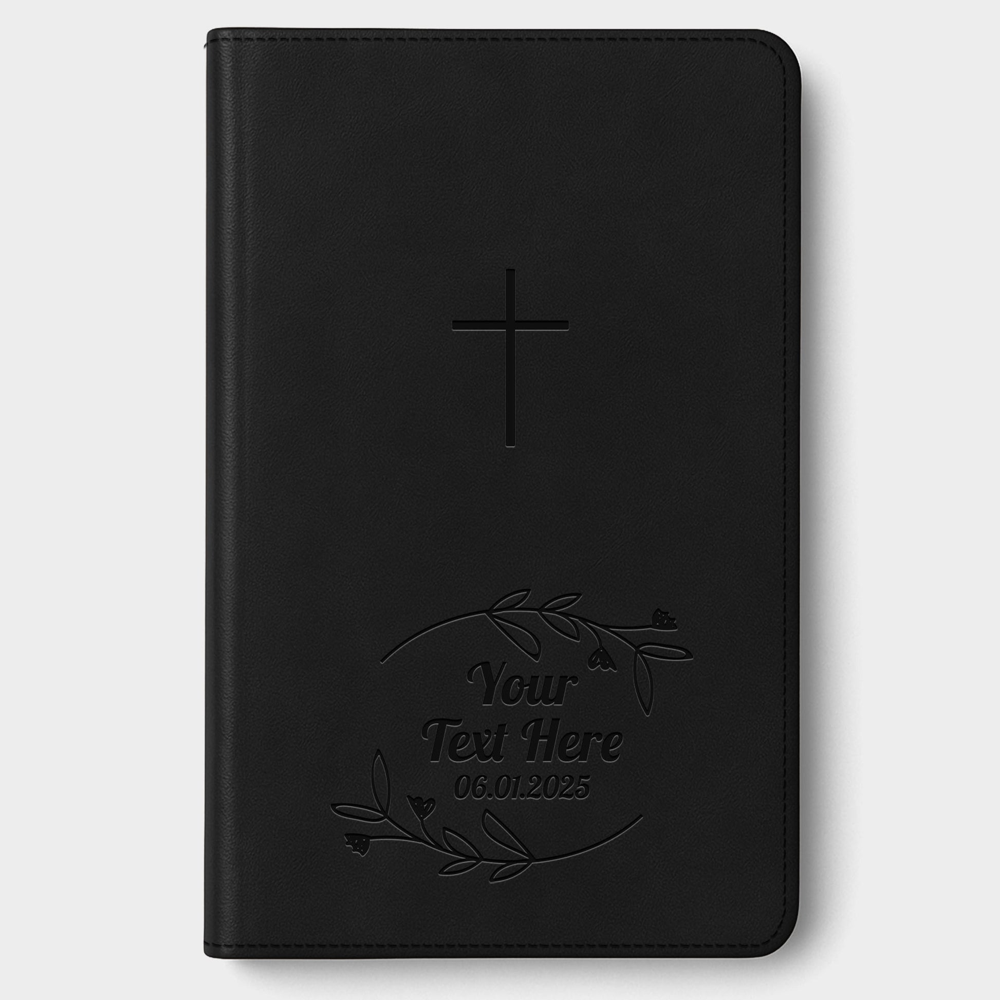 Personalized NLT Bible Black - Engraved Floral Frame