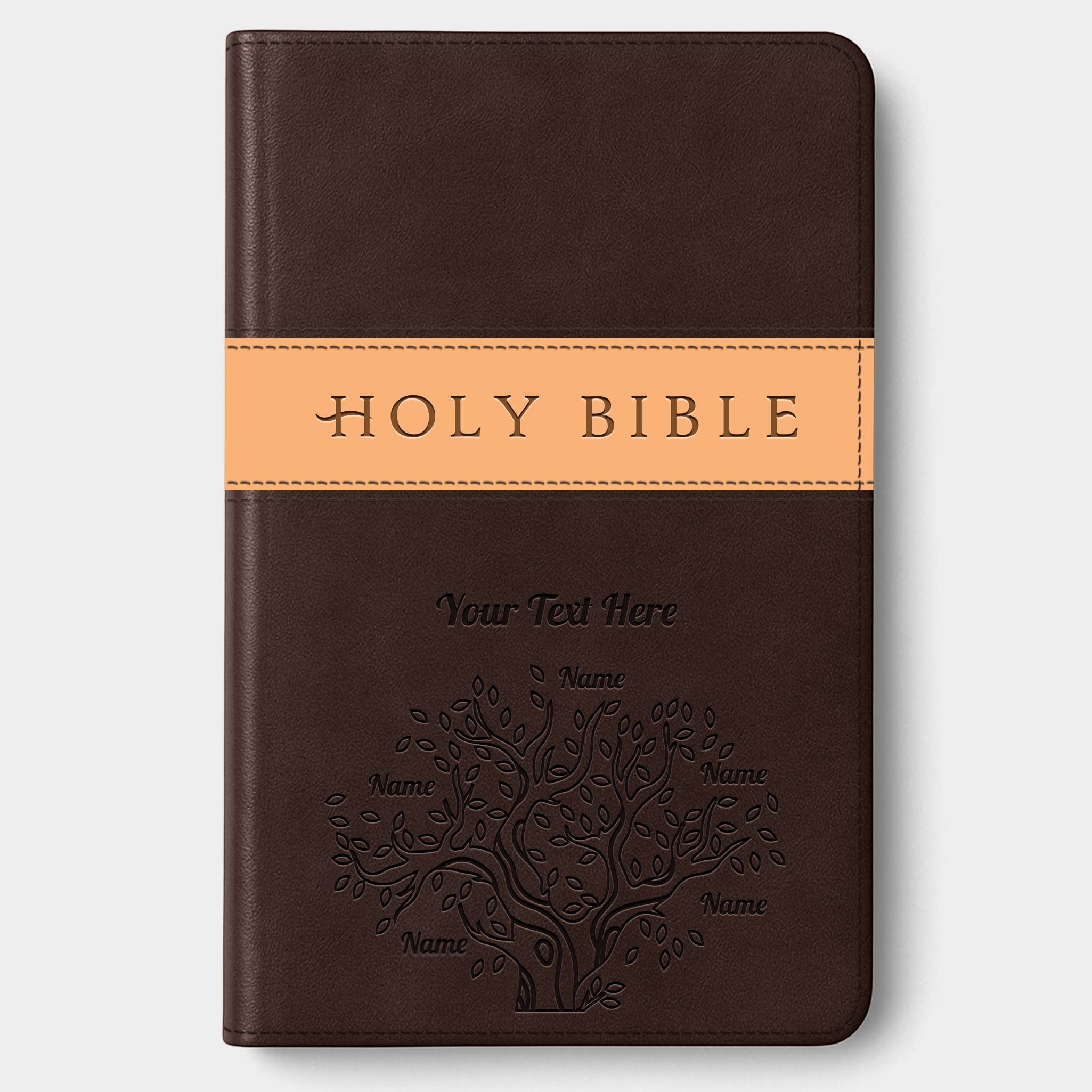 Personalized NLT Bible Dark Brown/Tan TuTone - Engraved Family Tree