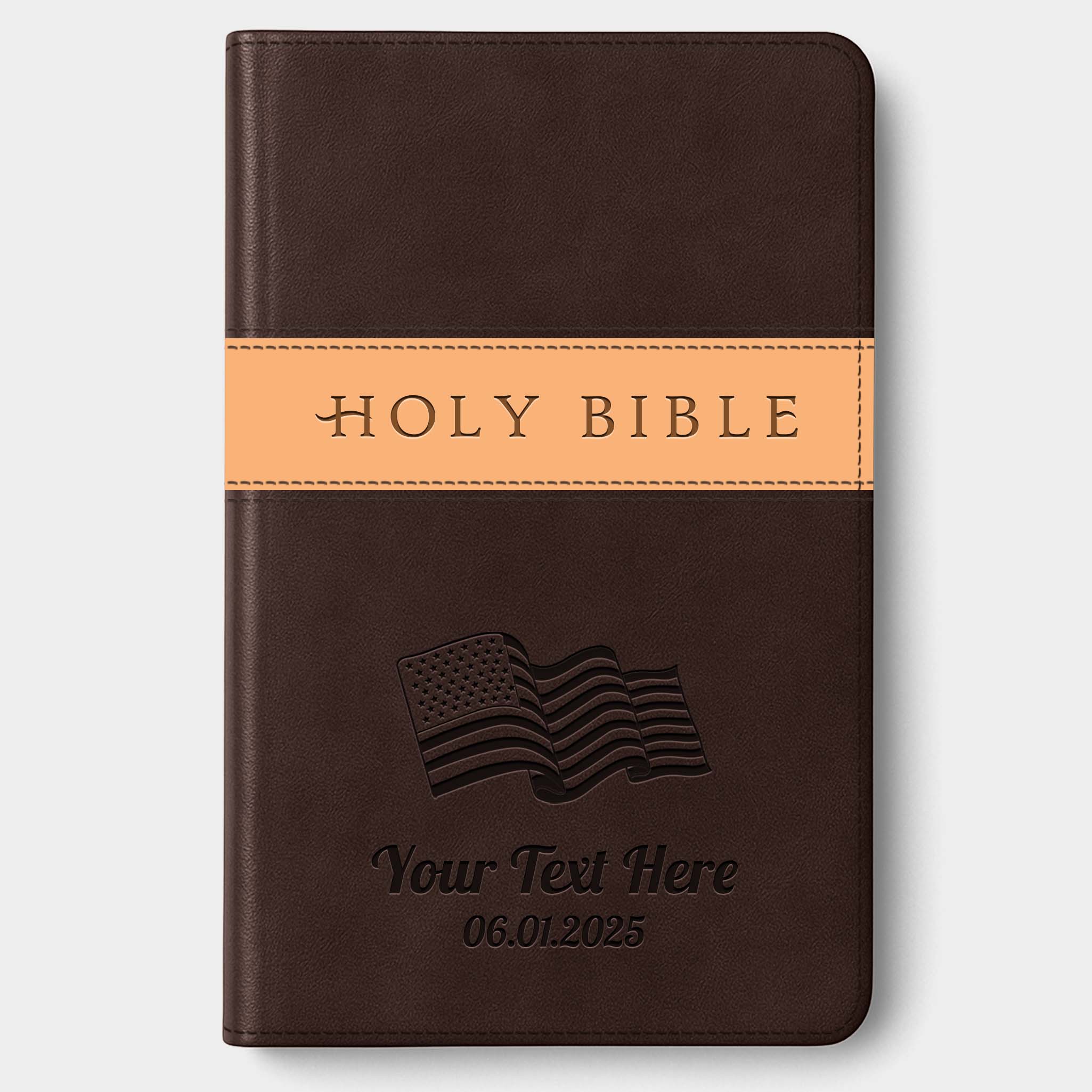 Personalized NLT Bible Dark Brown/Tan TuTone - Engraved USA Patriotic