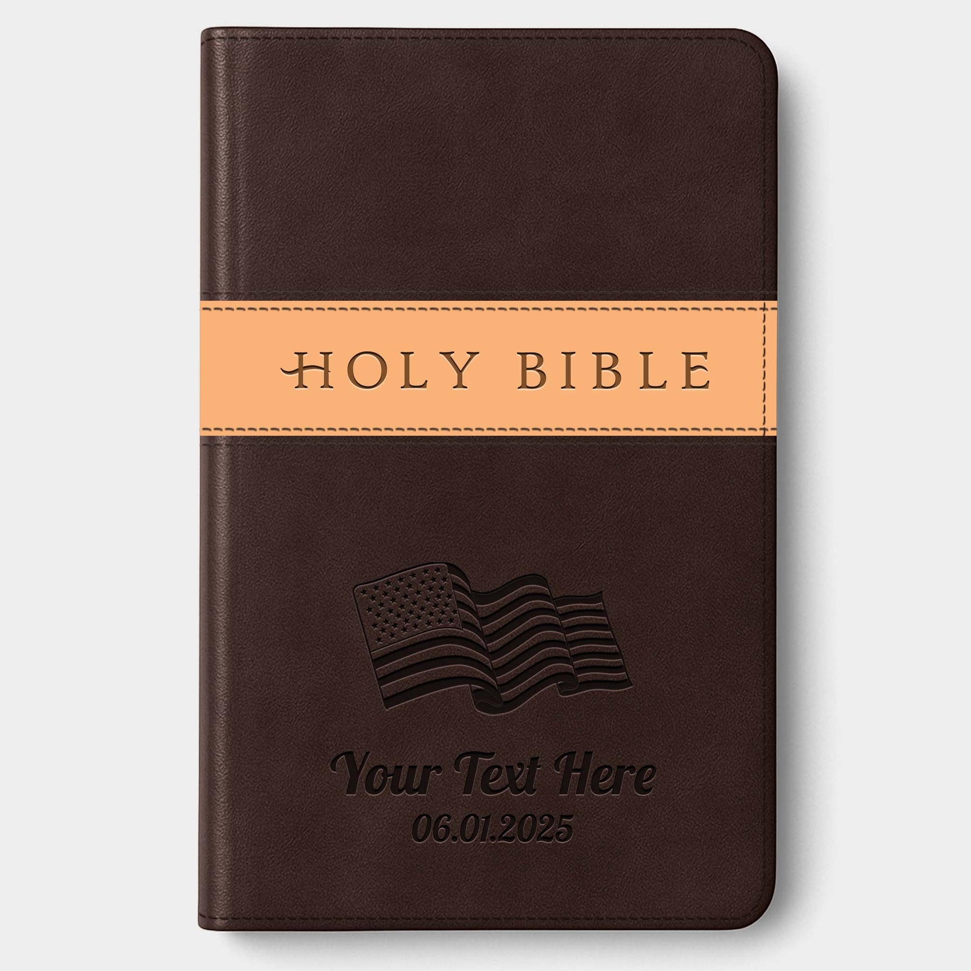 Personalized NLT Bible Dark Brown/Tan TuTone - Engraved USA Patriotic