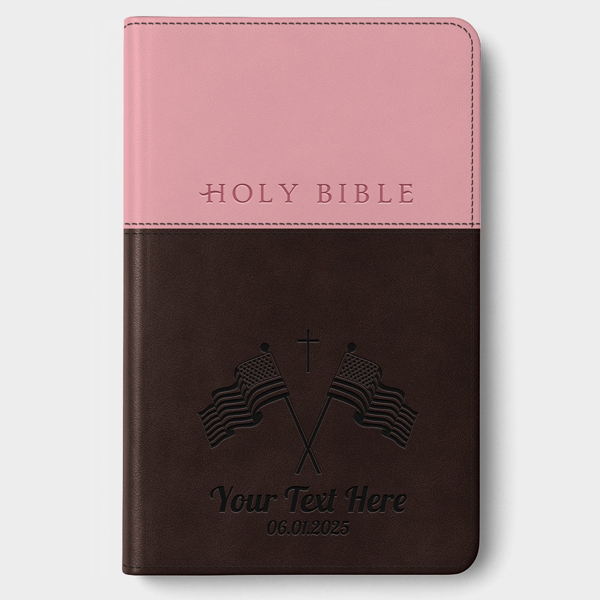 Personalized NLT Bible Dark Brown/Pink Tu Tone - Engraved USA Patriotic
