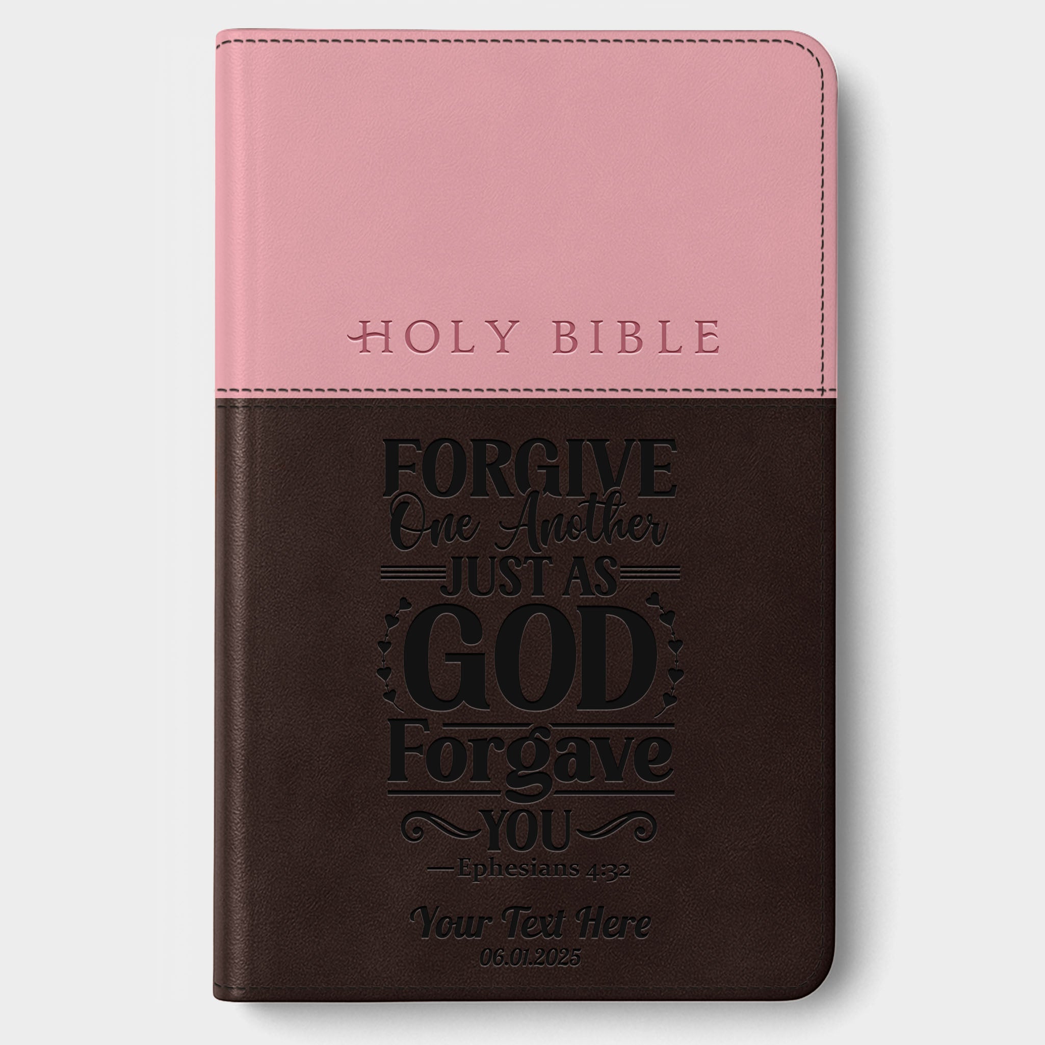 Personalized NLT Bible Dark Brown/Pink Tu Tone - Engraved Verse