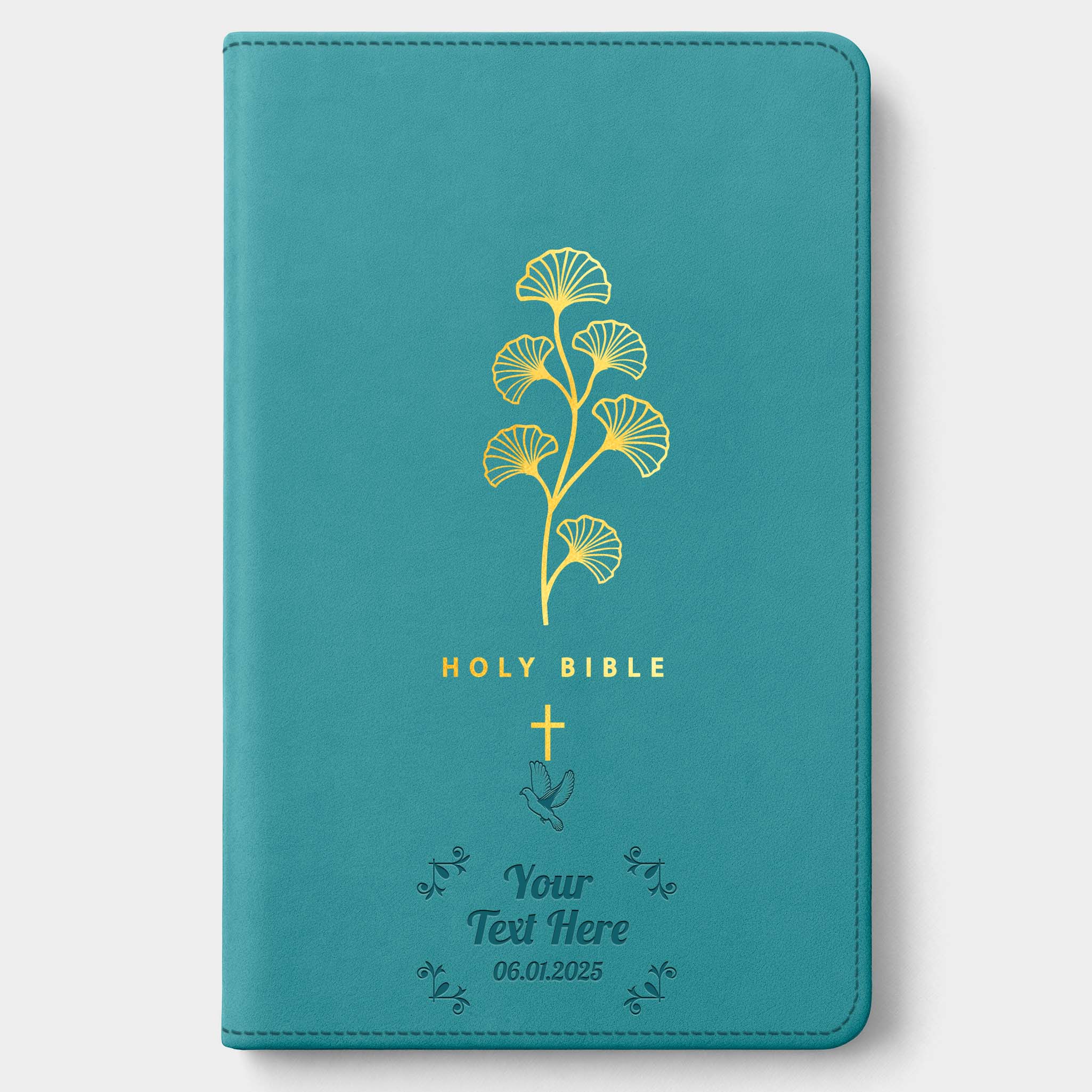 Personalized NLT Teal Cross Bible - Engraved Icon Frame