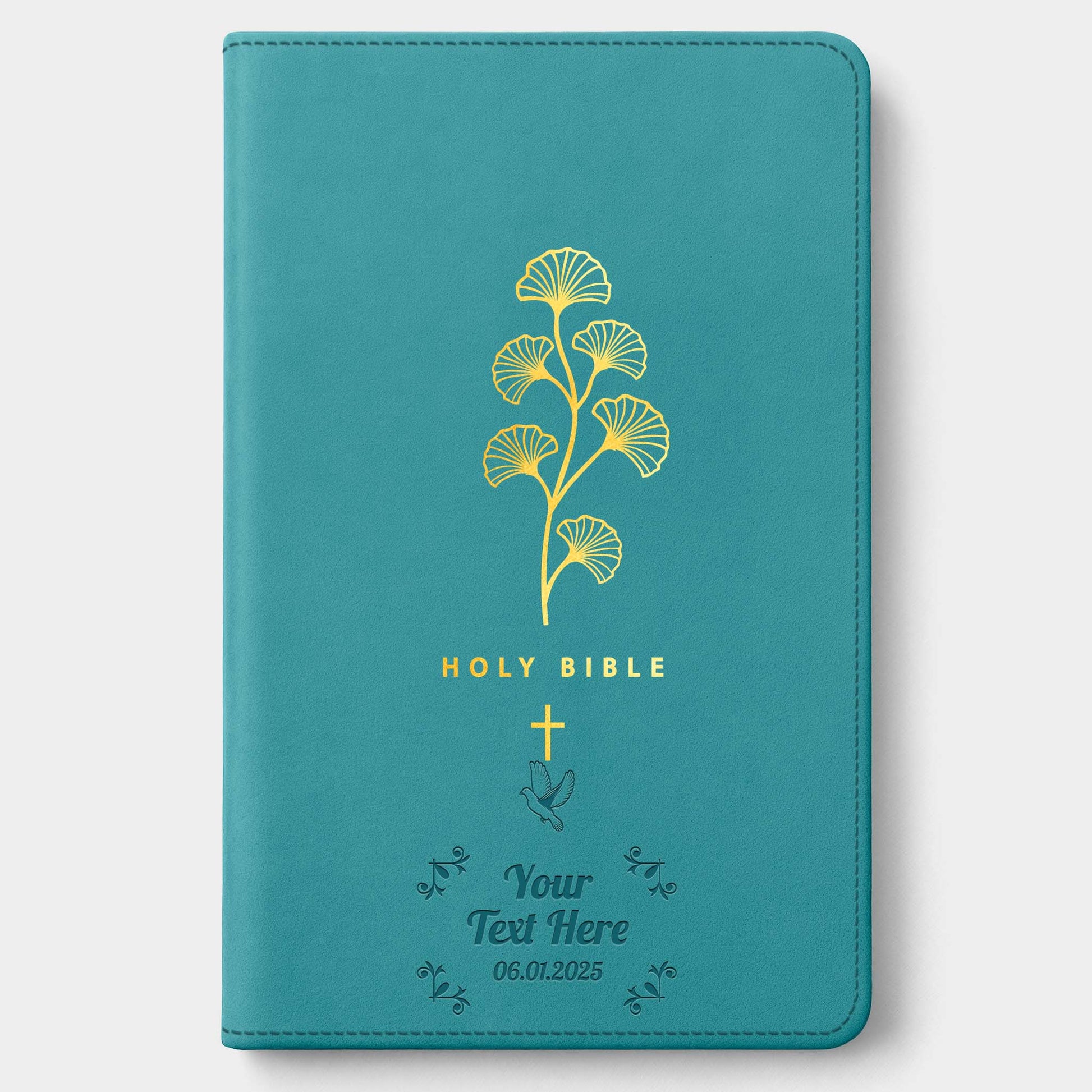 Personalized NLT Teal Cross Bible - Engraved Icon Frame