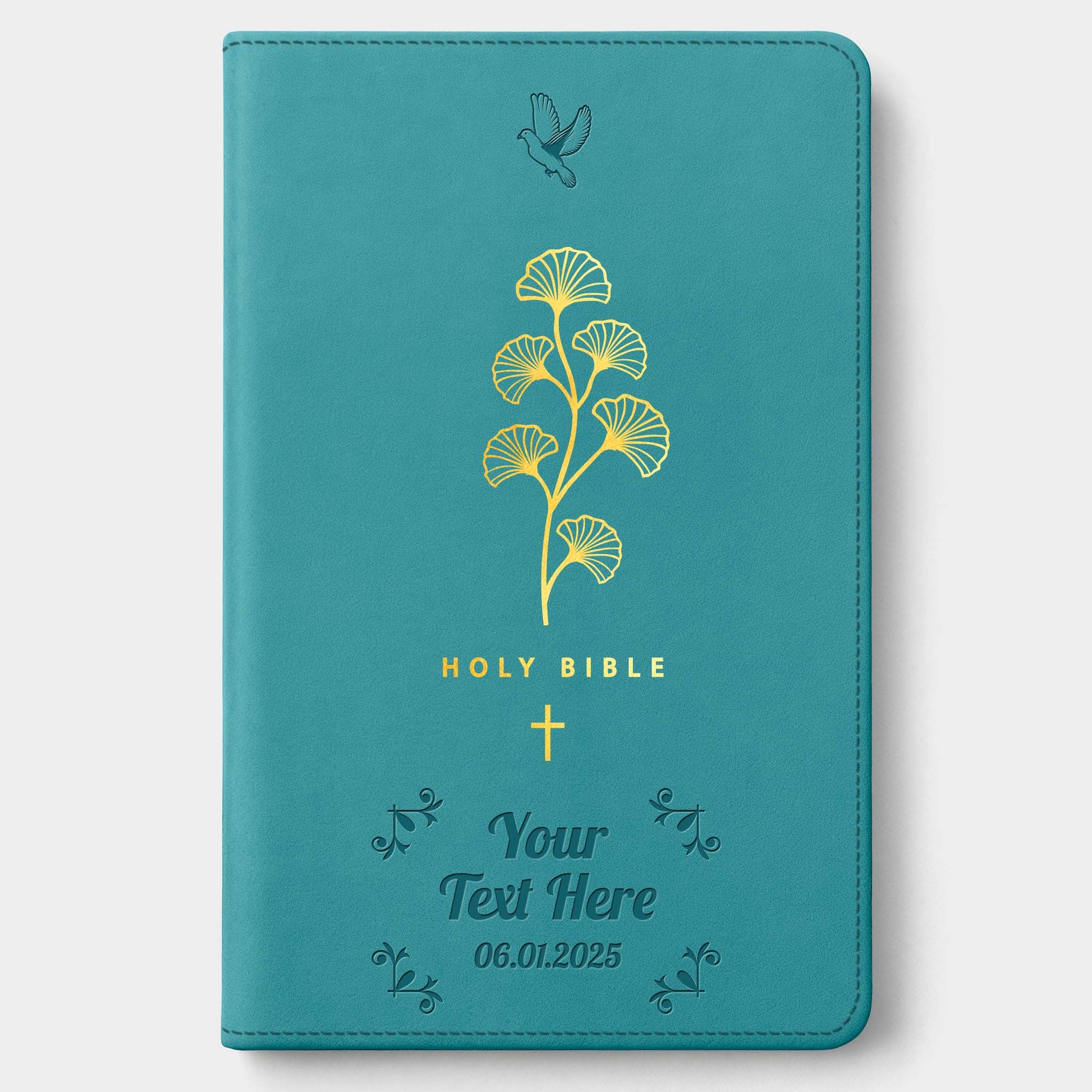 Personalized NLT Teal Cross Bible - Engraved Icon Frame