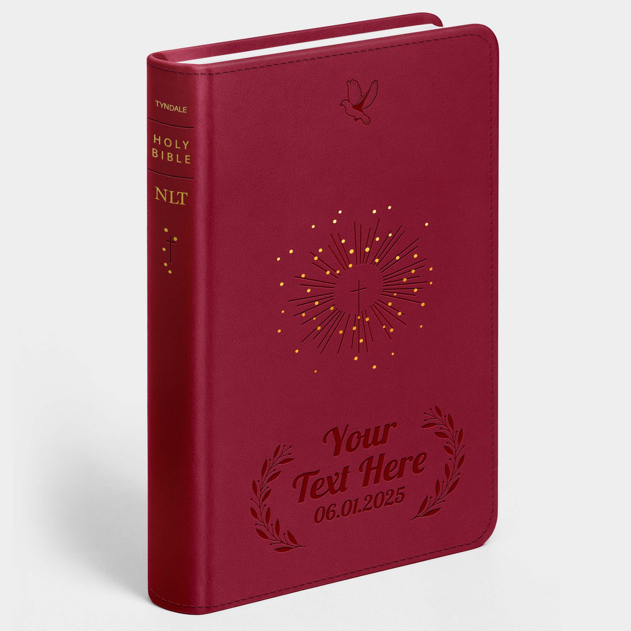 Personalized NLT Reference Bible - Aurora Cranberry Thinline - Engraved Icon Frame