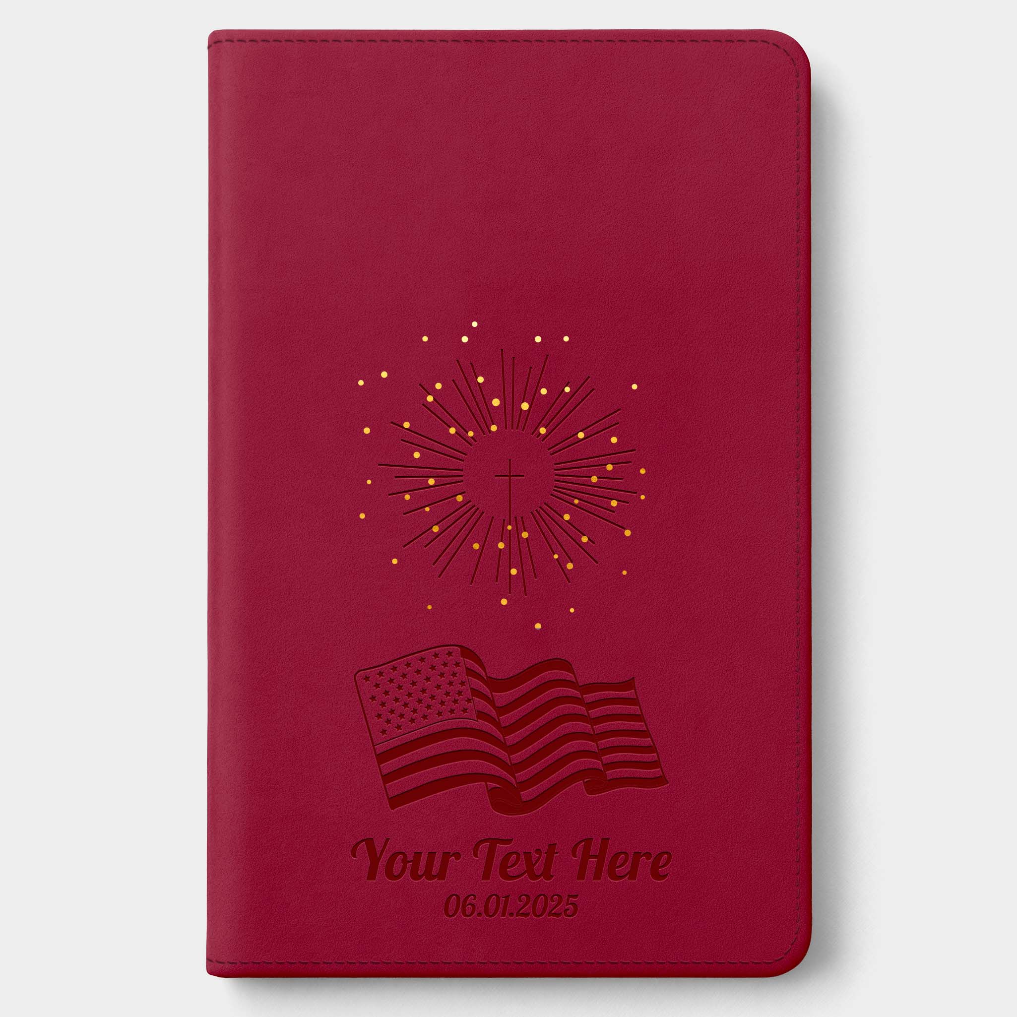 Personalized NLT Reference Bible - Aurora Cranberry Thinline - Engraved USA Patriotic