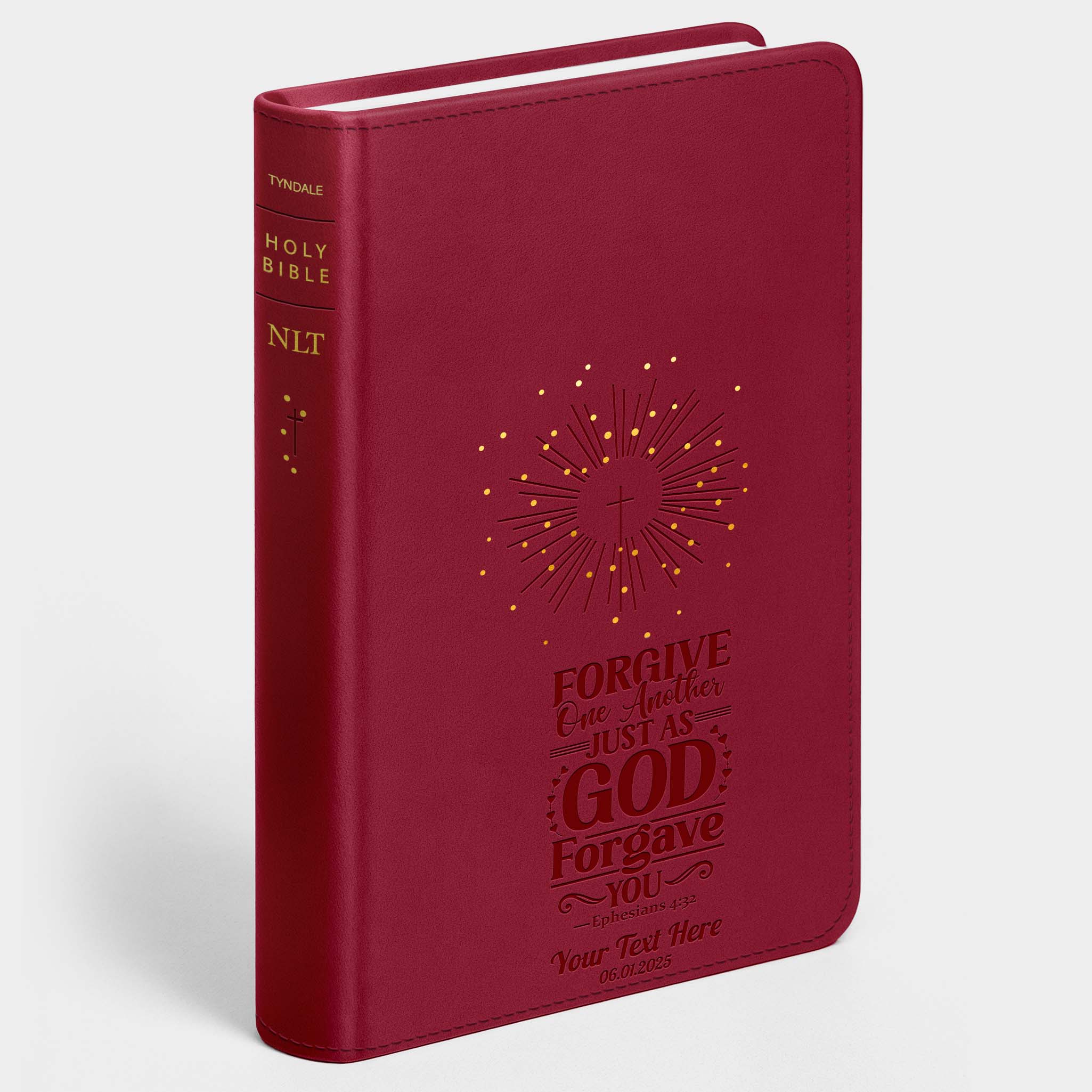 Personalized NLT Reference Bible - Aurora Cranberry Thinline - Engraved Verse