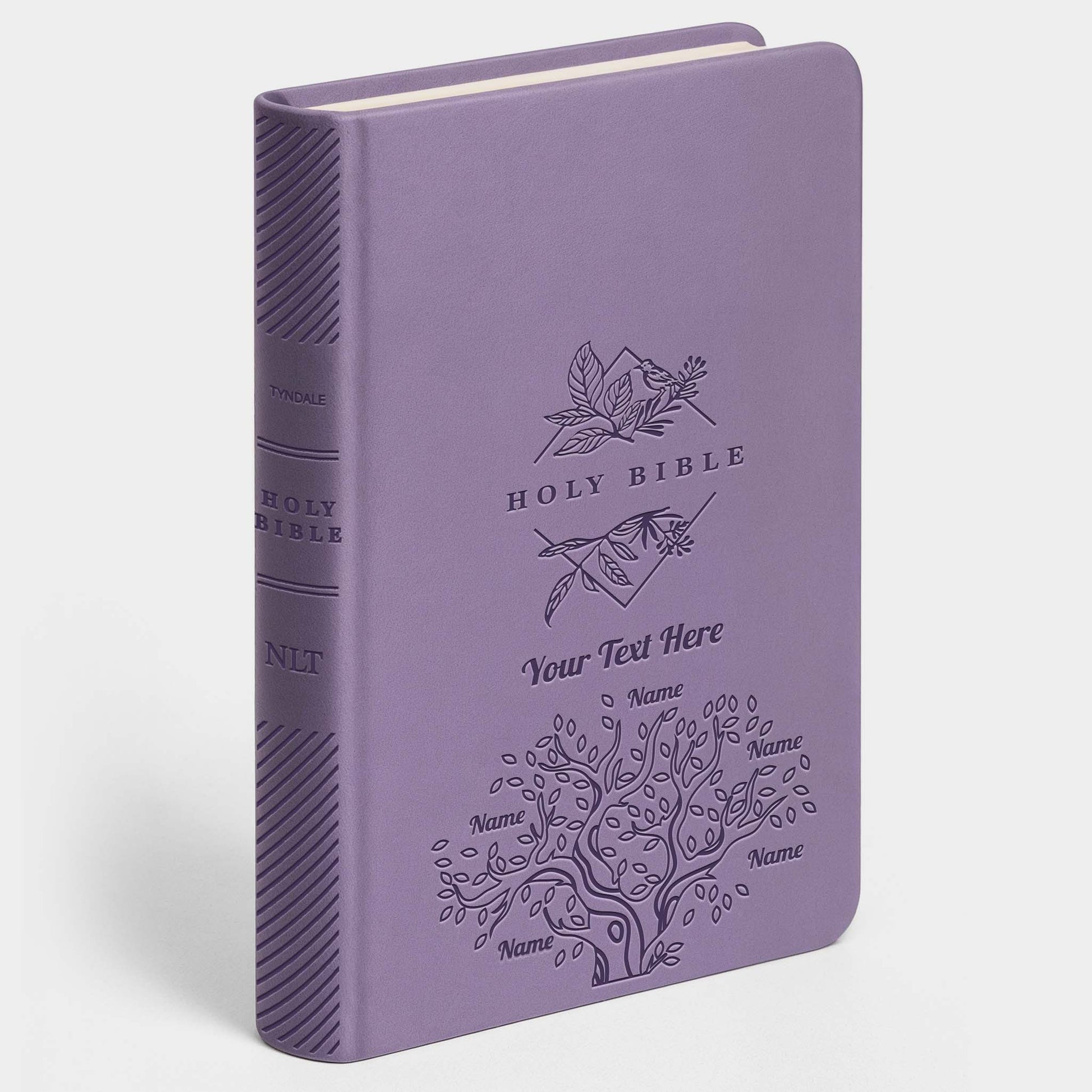 Personalized NLT Lavender Thinline Bible - Large Print, Filament Enabled - Engraved Family Tree