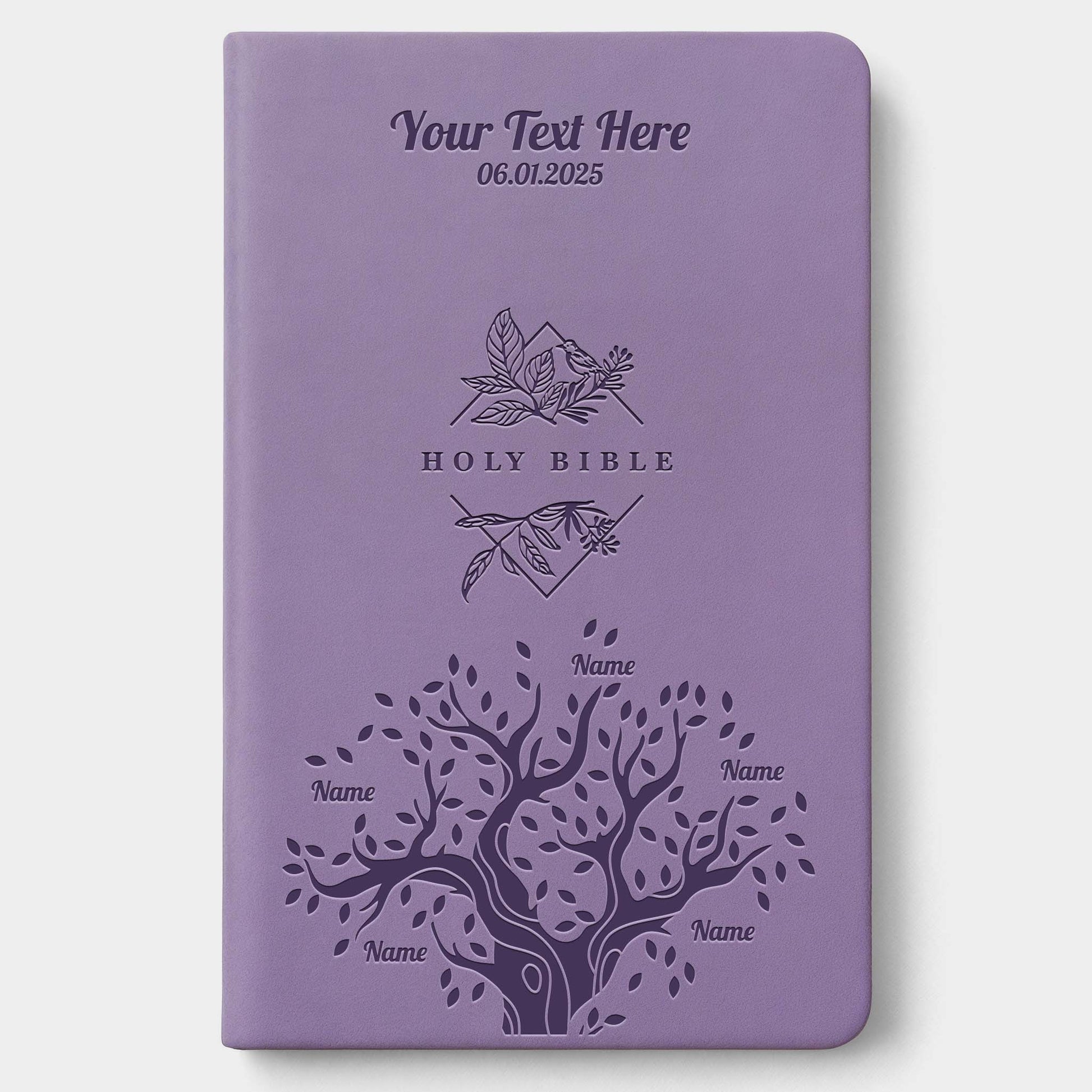 Personalized NLT Lavender Thinline Bible - Engraved Family Tree