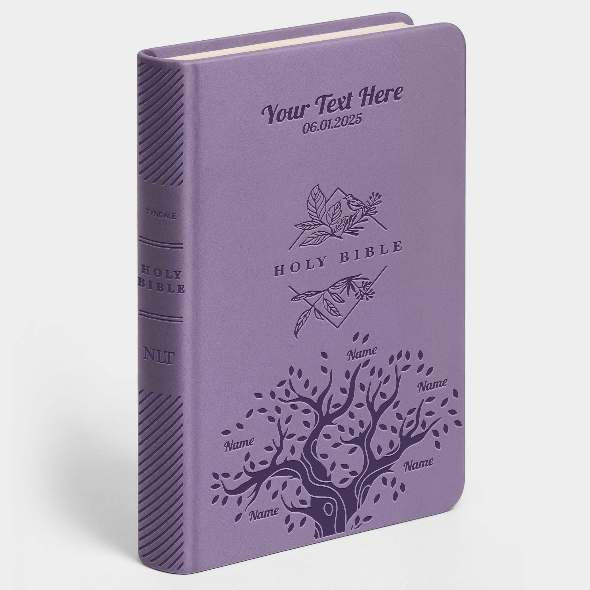 Personalized NLT Lavender Thinline Bible - Engraved Family Tree