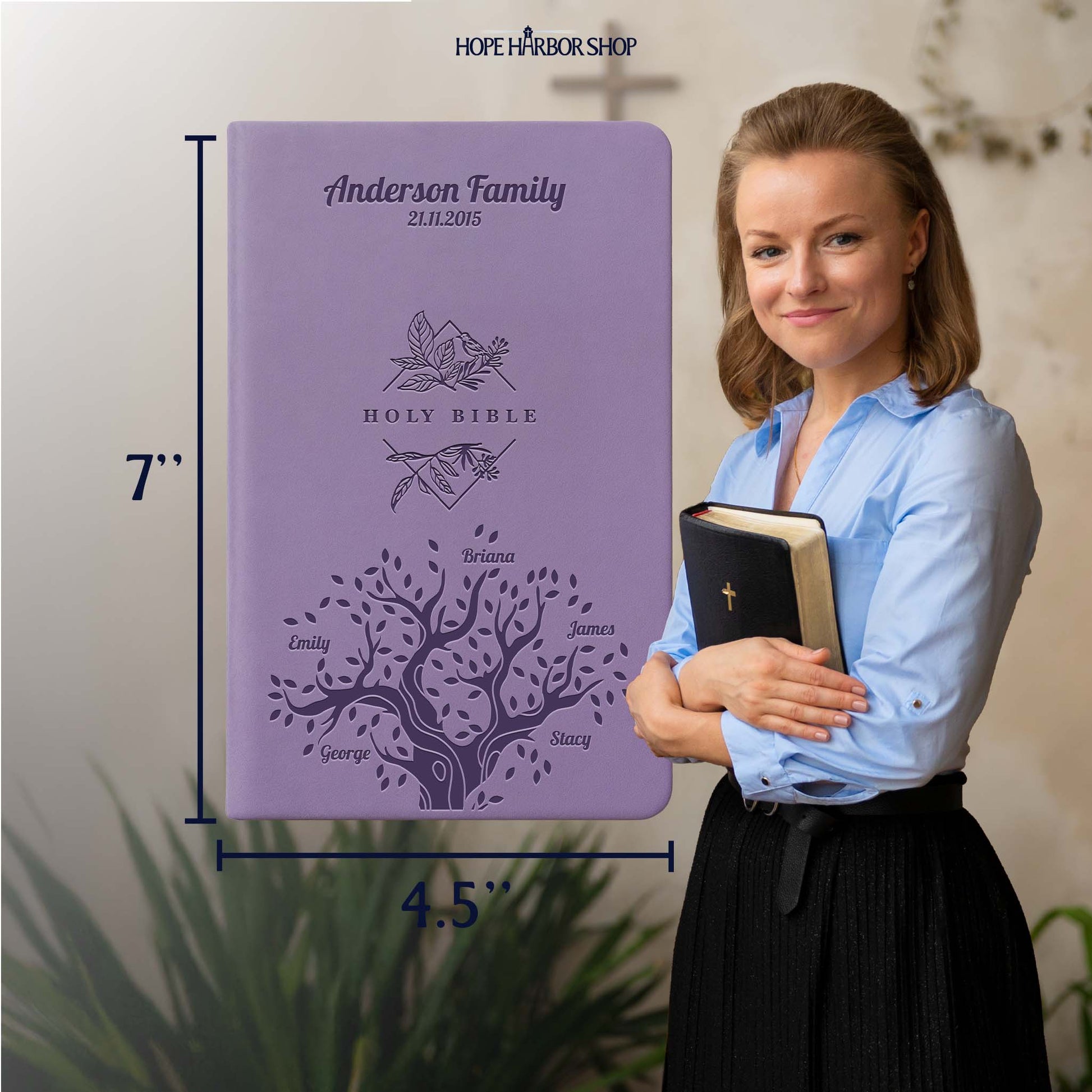Personalized NLT Lavender Thinline Bible - Engraved Family Tree
