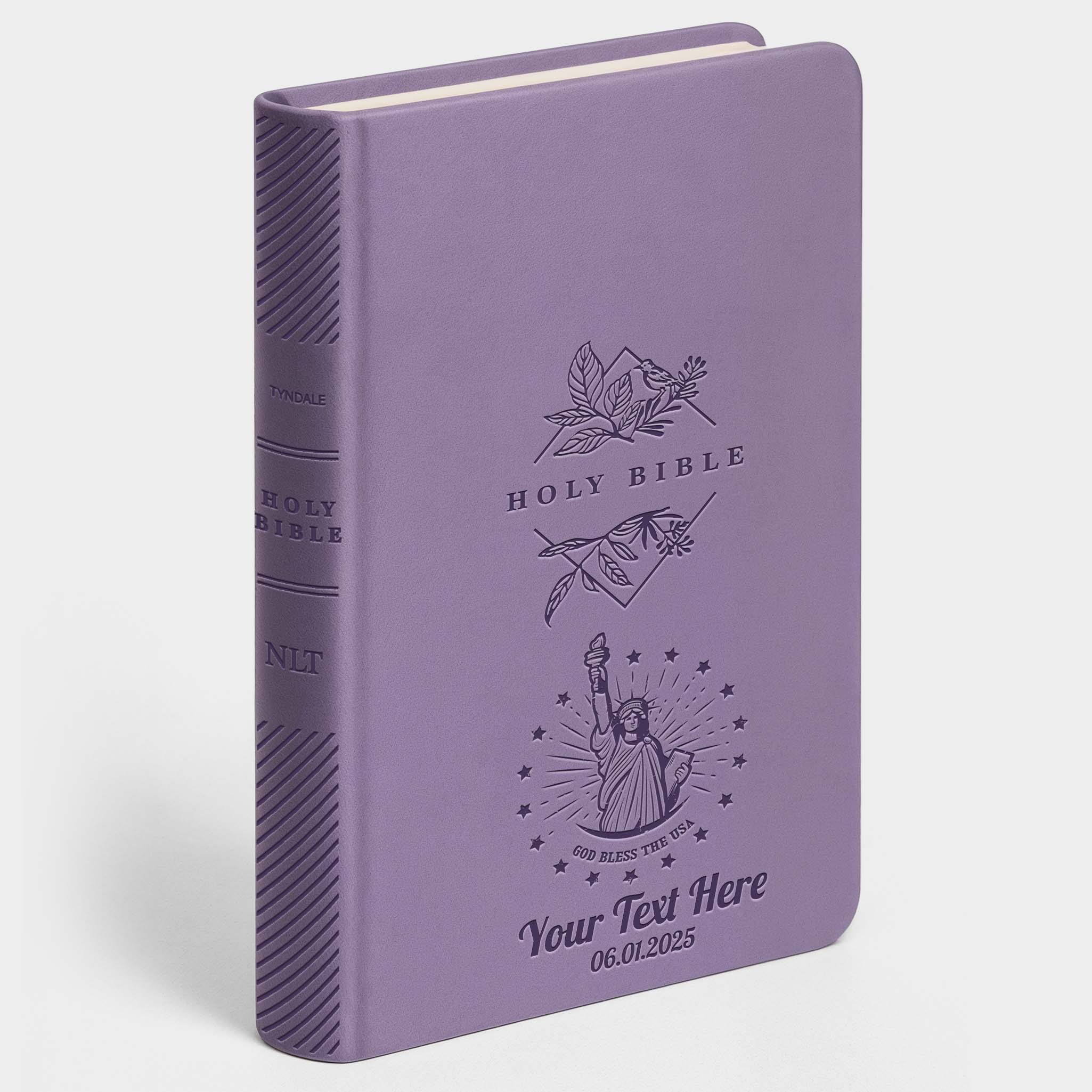 Personalized NLT Lavender Thinline Bible - Engraved USA Patriotic