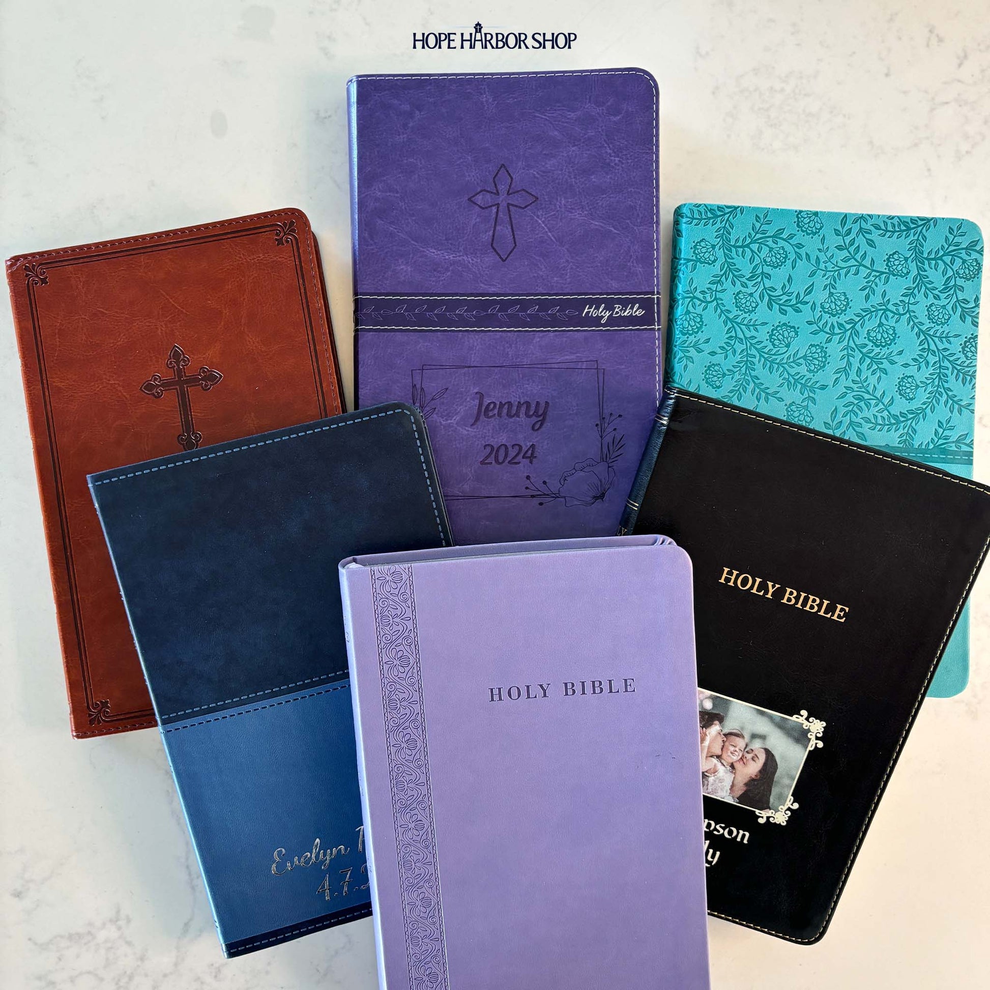 Personalized KJV Lavender Thinline Bible - Engraved Cross Floral Frame