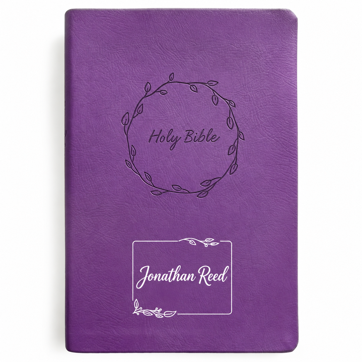 Personalized NKJV Large Print Purple Value Thinline Bible - Red Letter - Floral Frame