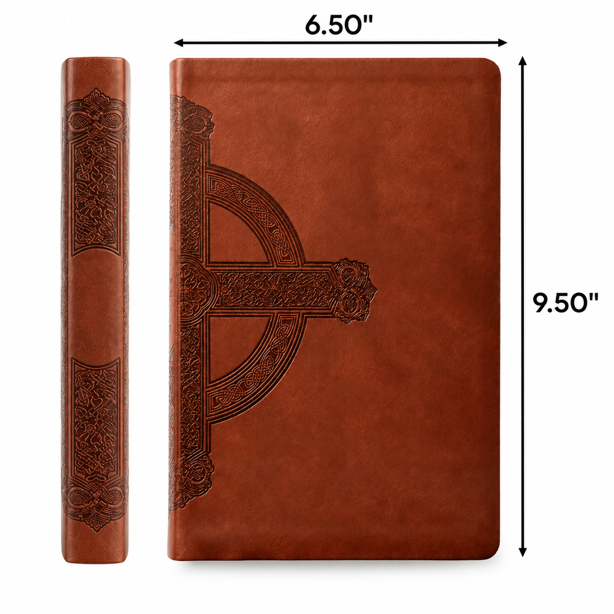Personalized NLT Large Print Value Thinline Bible, Filament Enabled - Brown Celtic Cross - Floral Frame