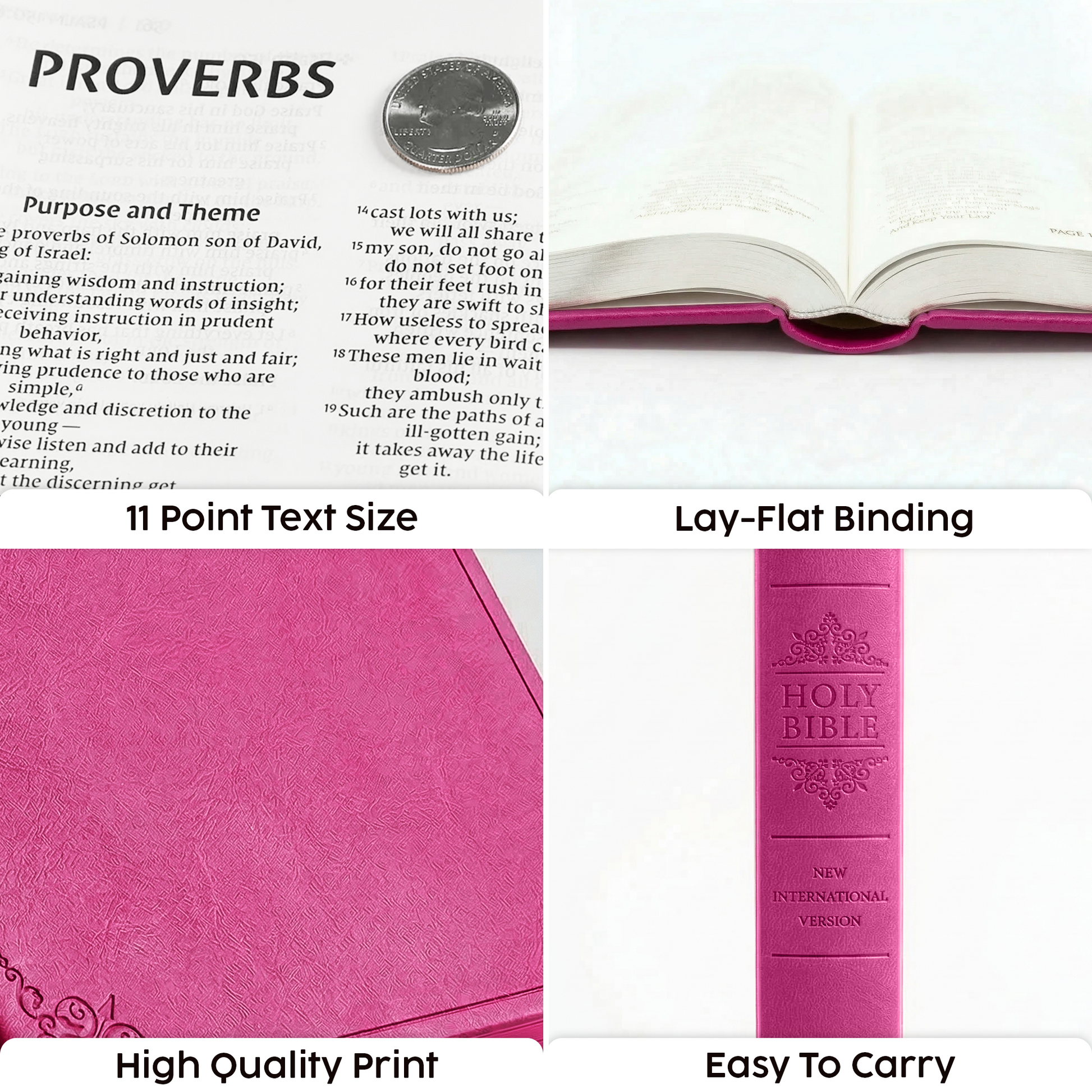 Personalized NIV Bible Large Print - Pink Thinline - Birth Flower