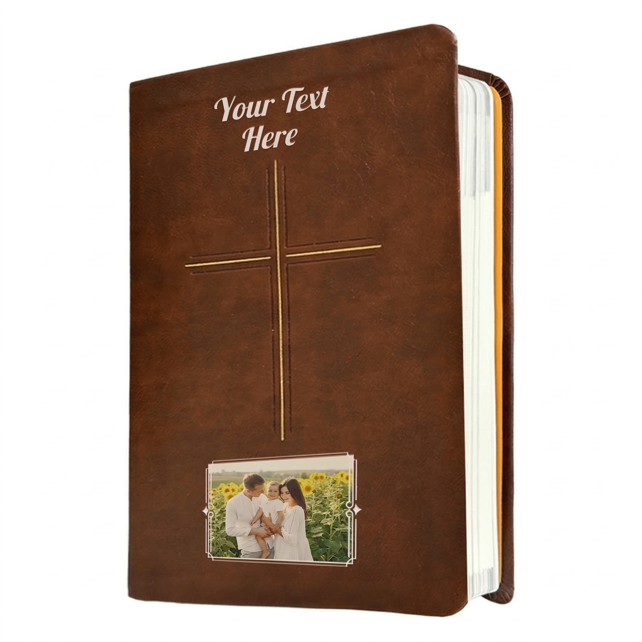 Personalized The Message Bible Brown Cross - Photo & Text