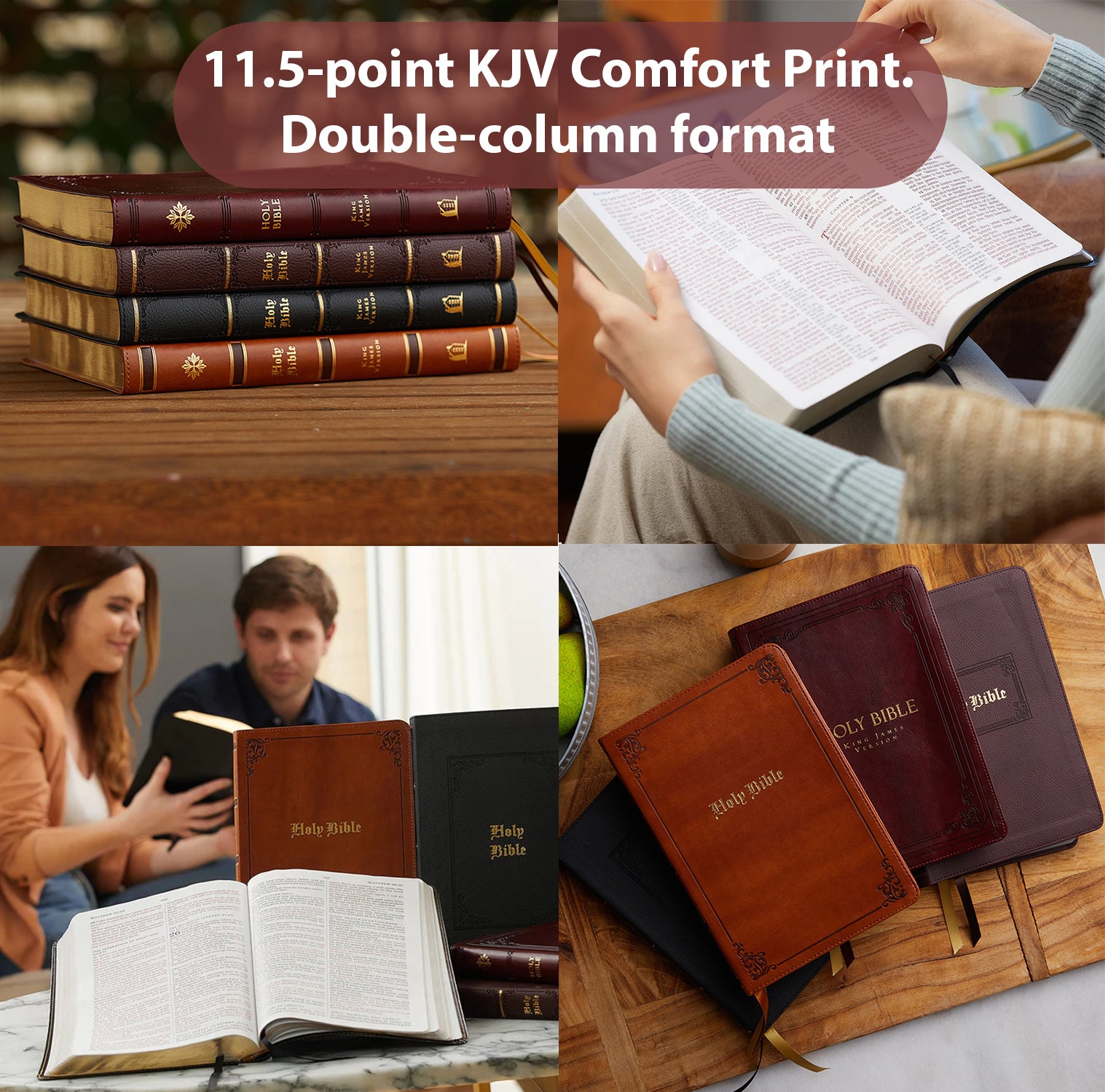 Personalized Large Print KJV Bible, Brown Thinline - Photo & Text - Red Letter