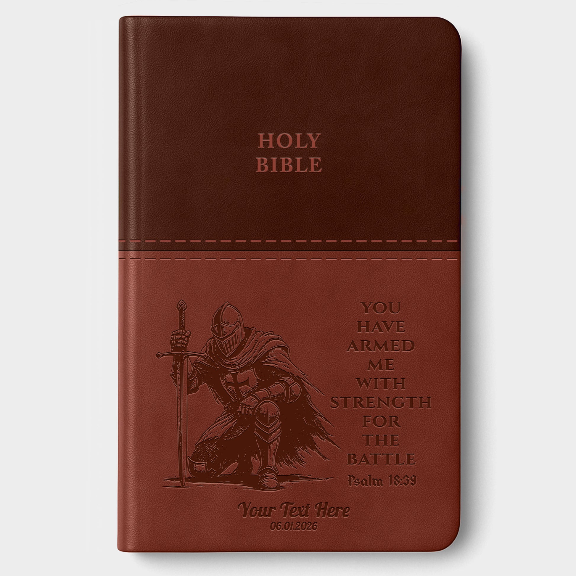 Personalized KJV Bible Brown Thinline - Red Letter - Knight Design