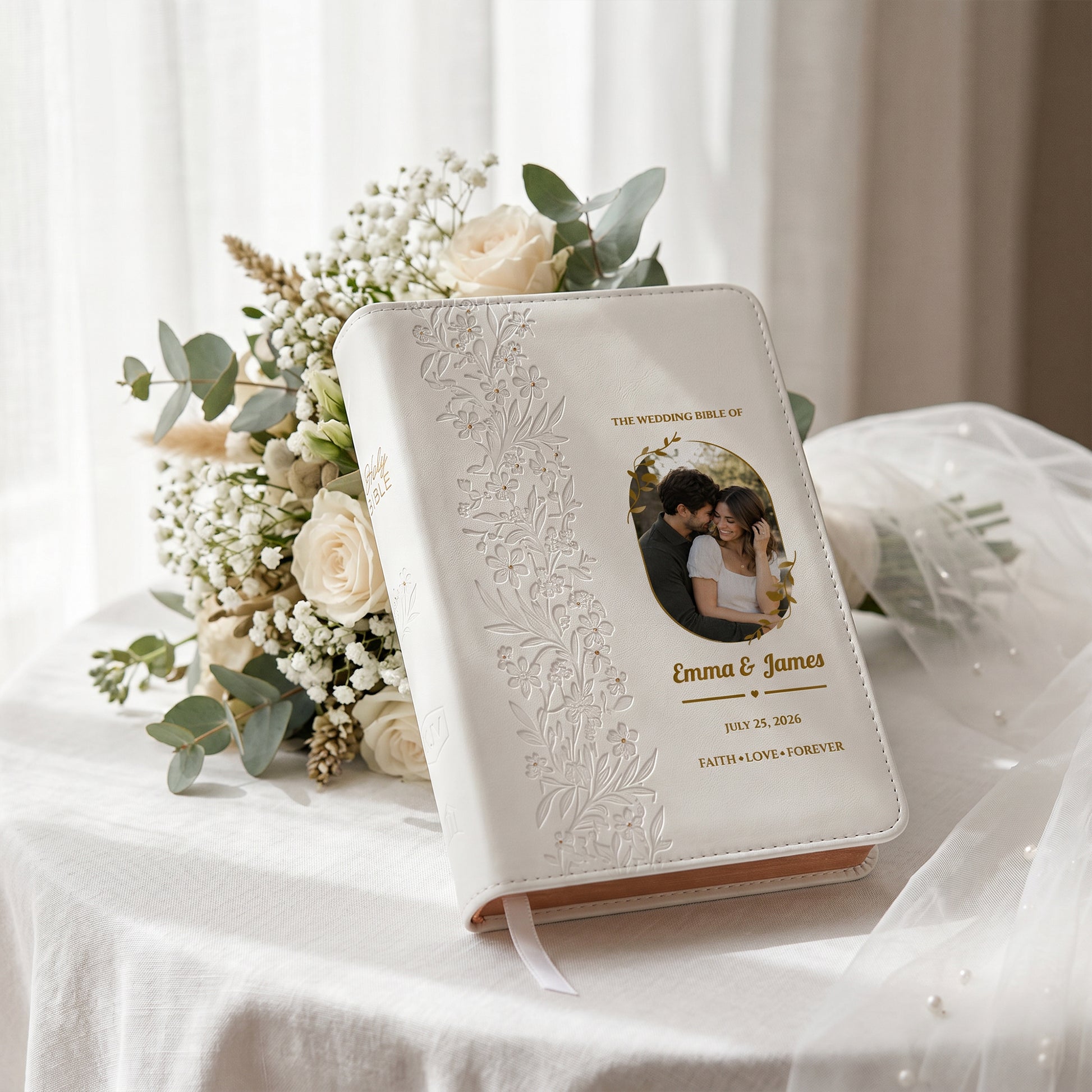 Personalized Wedding Bible - KJV Bride's Bible - Custom Photo & Text