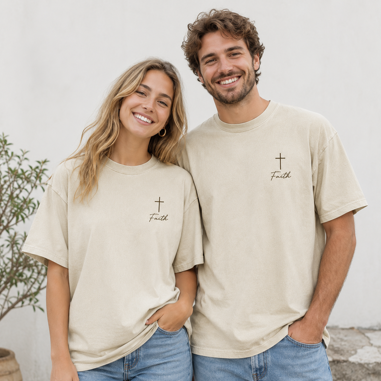 Faith Washed T-Shirt - Vintage Wash Unisex Tee, Christian Faith Graphic Tshirt