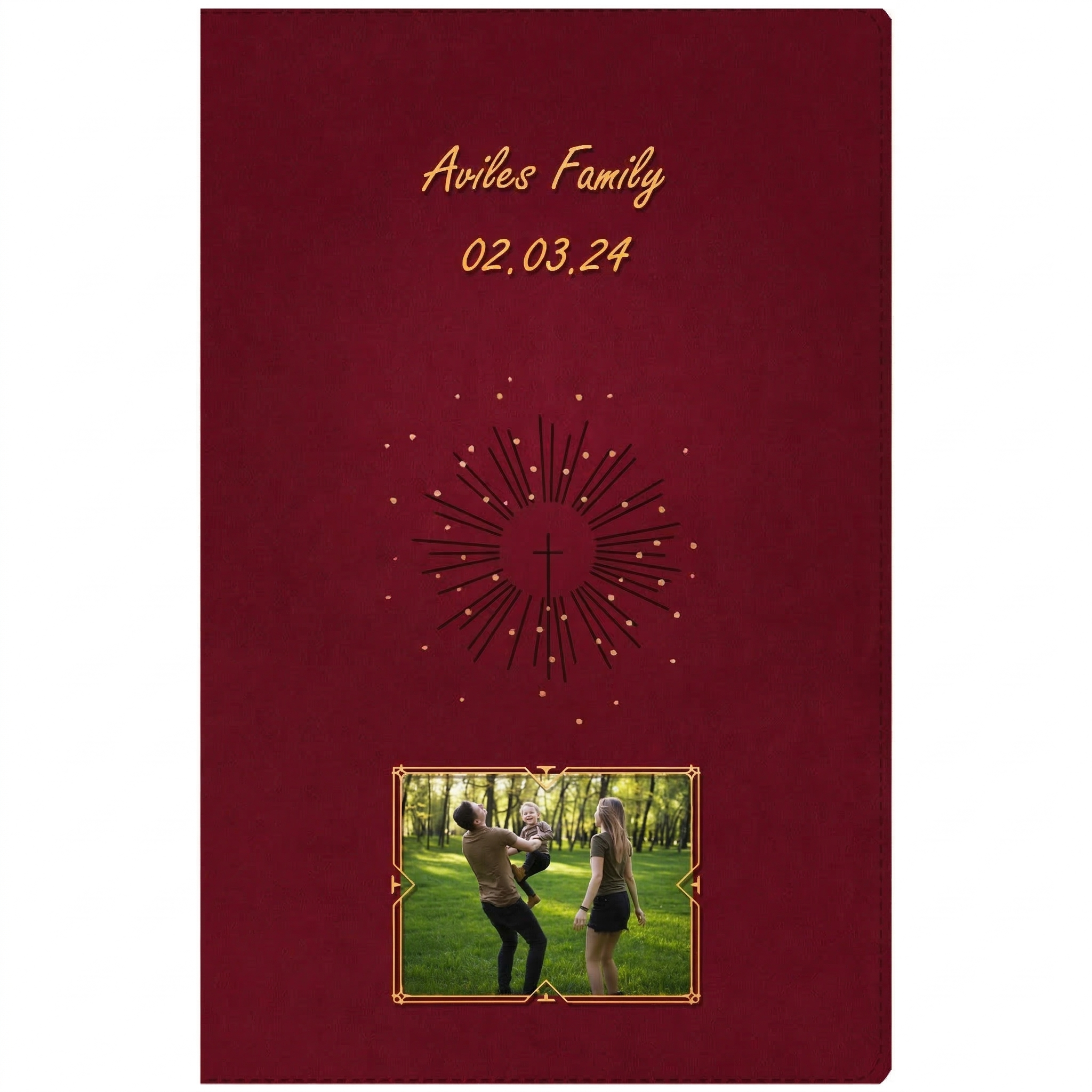 Personalized NLT Reference Bible, Aurora Cranberry Thinline - Photo & Text - Red Letter, Filament Enabled