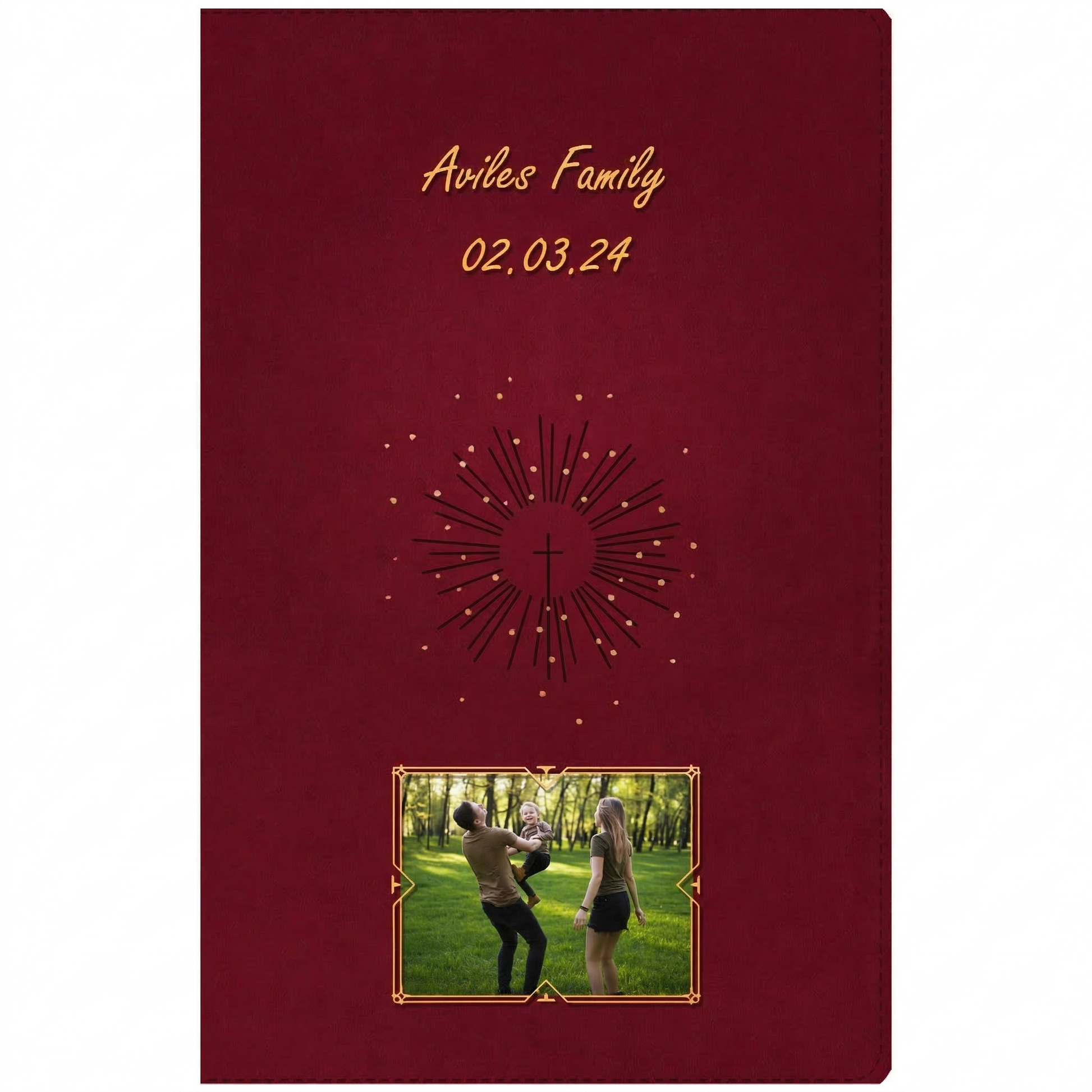 Personalized NLT Reference Bible, Aurora Cranberry Thinline - Photo & Text - Red Letter, Filament Enabled