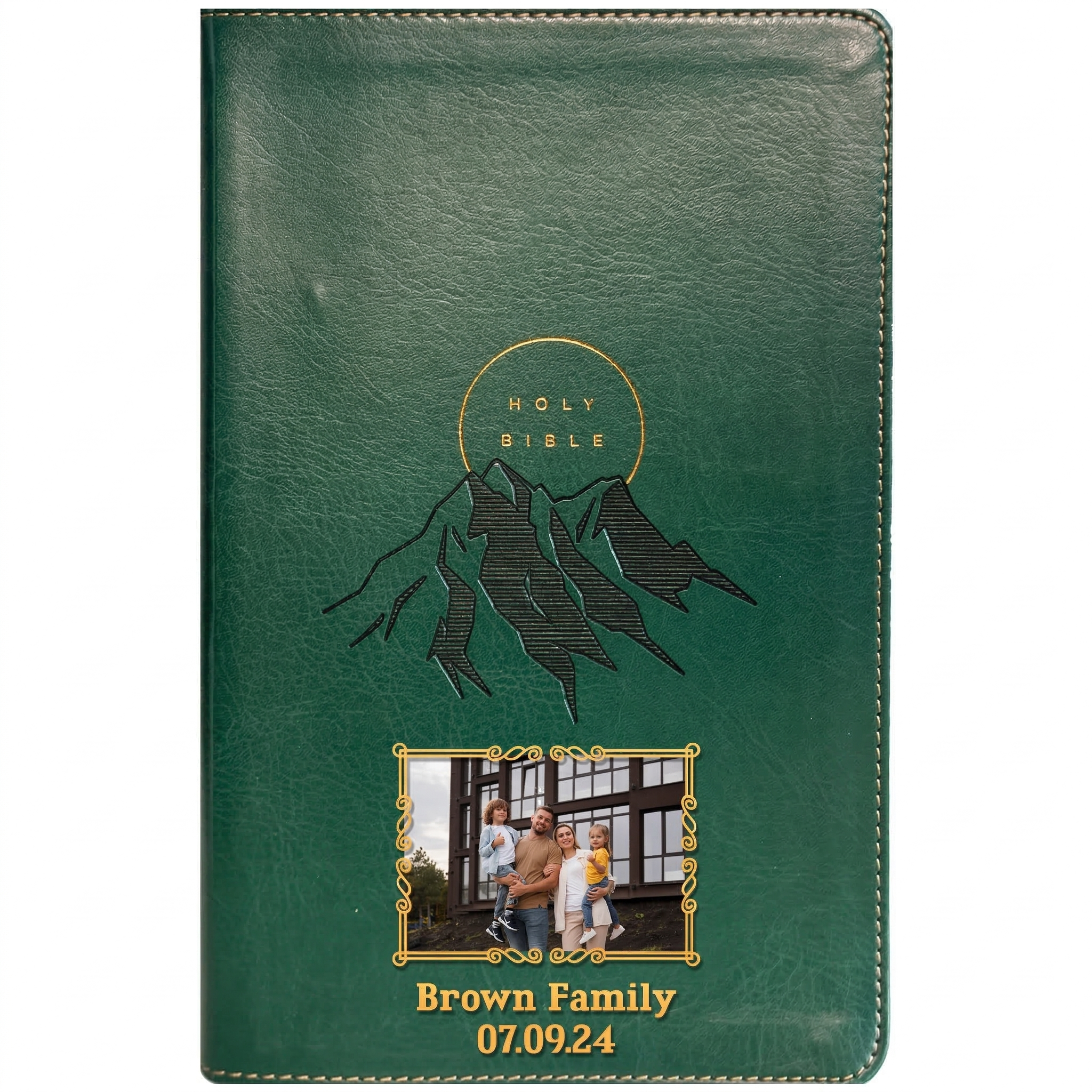 Personalized NLT Giant Print Evergreen Mountain Bible - Photo & Text - Red Letter, Filament Enabled