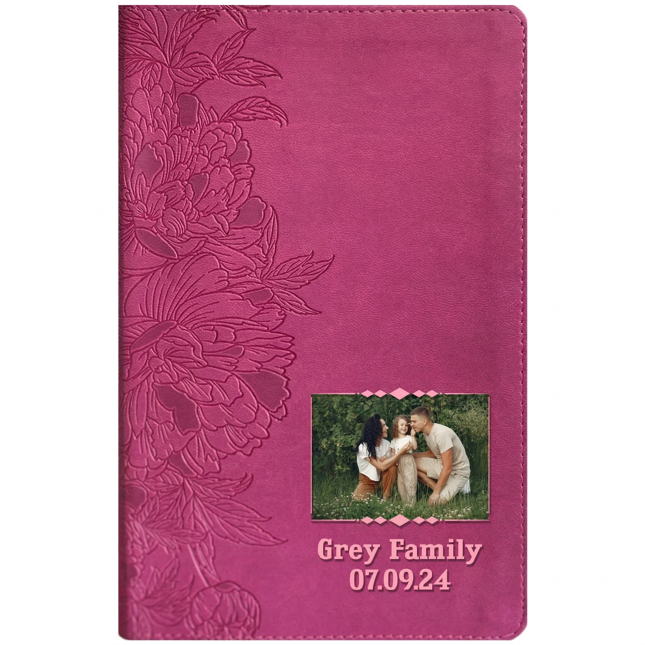 Personalized NLT Giant Print Bible Peony Pink - Photo & Text - Red Letter, Filament Enabled