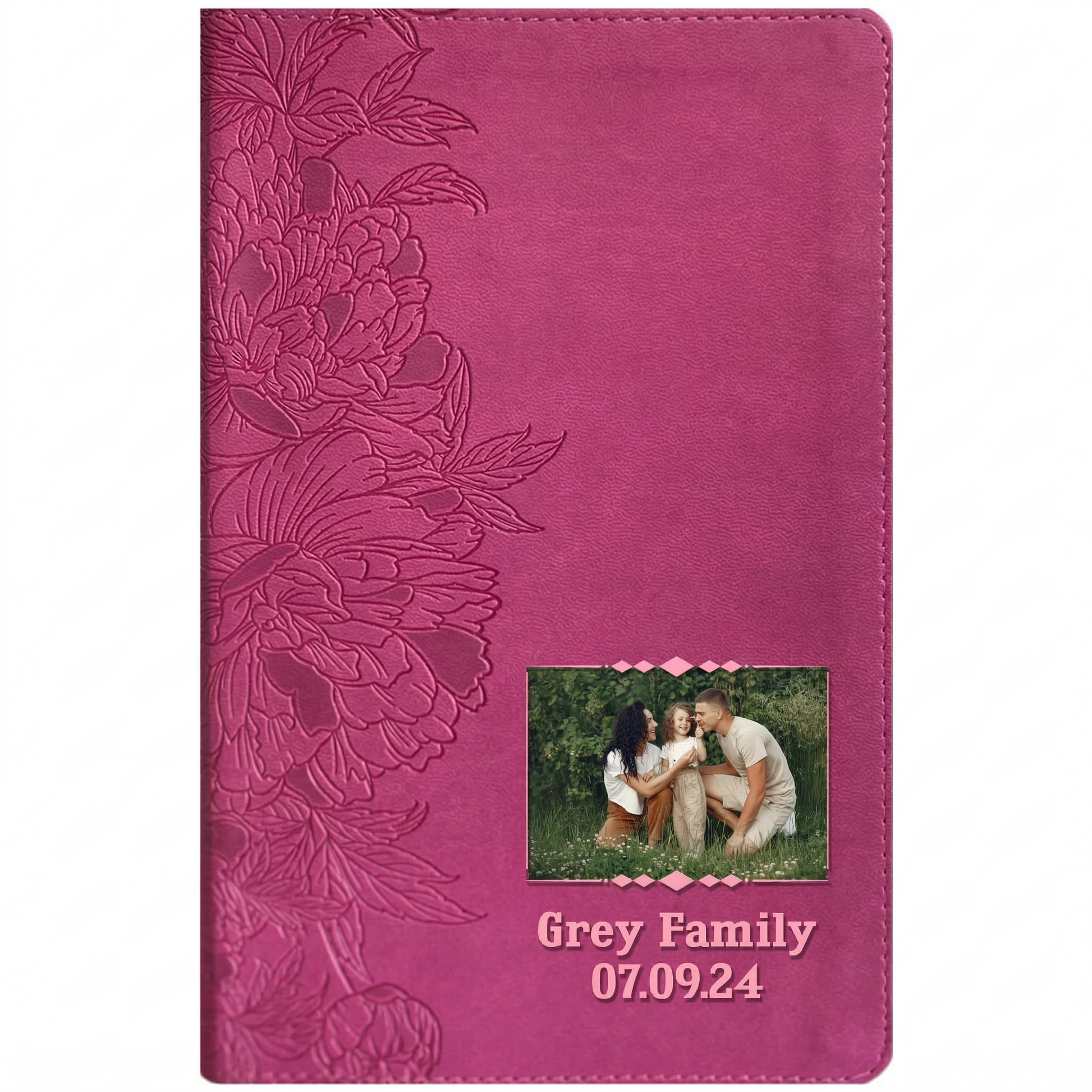 Personalized NLT Giant Print Bible Peony Pink - Photo & Text - Red Letter, Filament Enabled