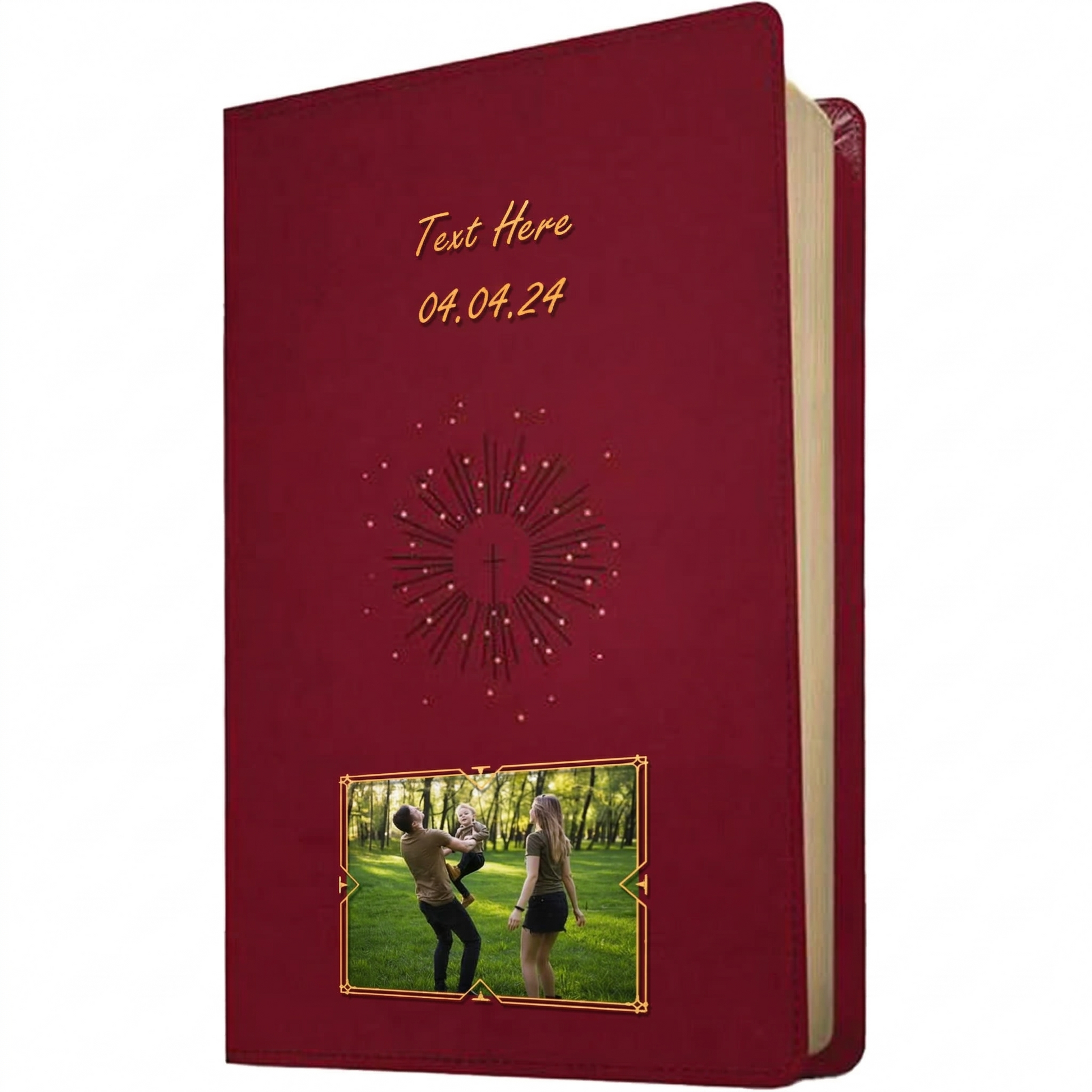 Personalized NLT Reference Bible, Aurora Cranberry Thinline - Photo & Text - Red Letter, Filament Enabled