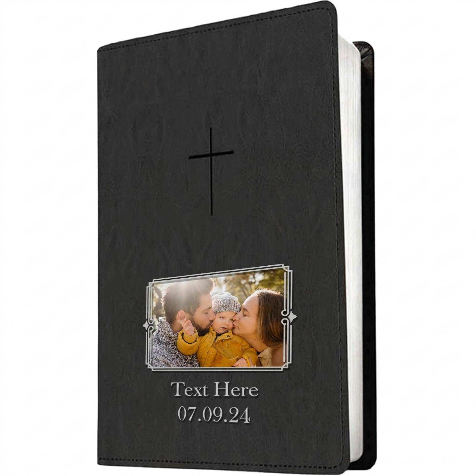 Personalized NLT Bible Black - Photo & Text - Red Letter, Filament Enabled