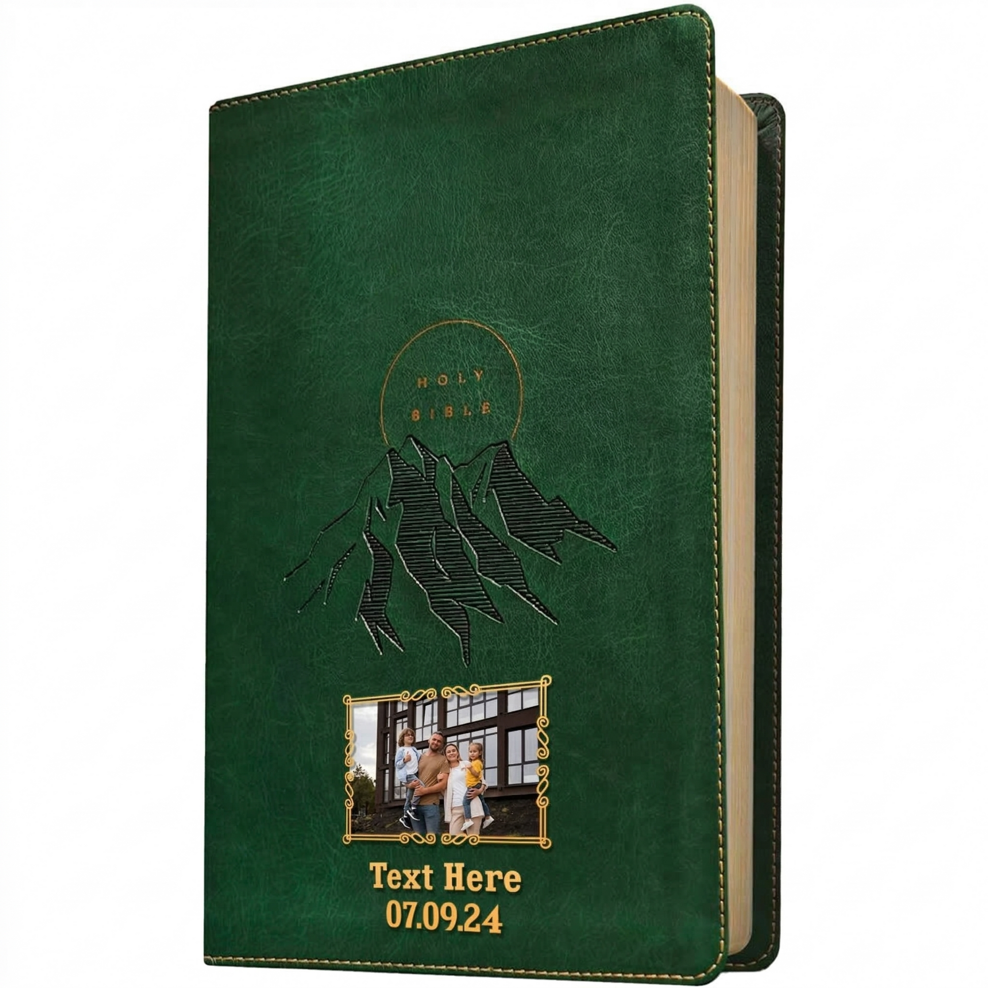 Personalized NLT Giant Print Evergreen Mountain Bible - Photo & Text - Red Letter, Filament Enabled