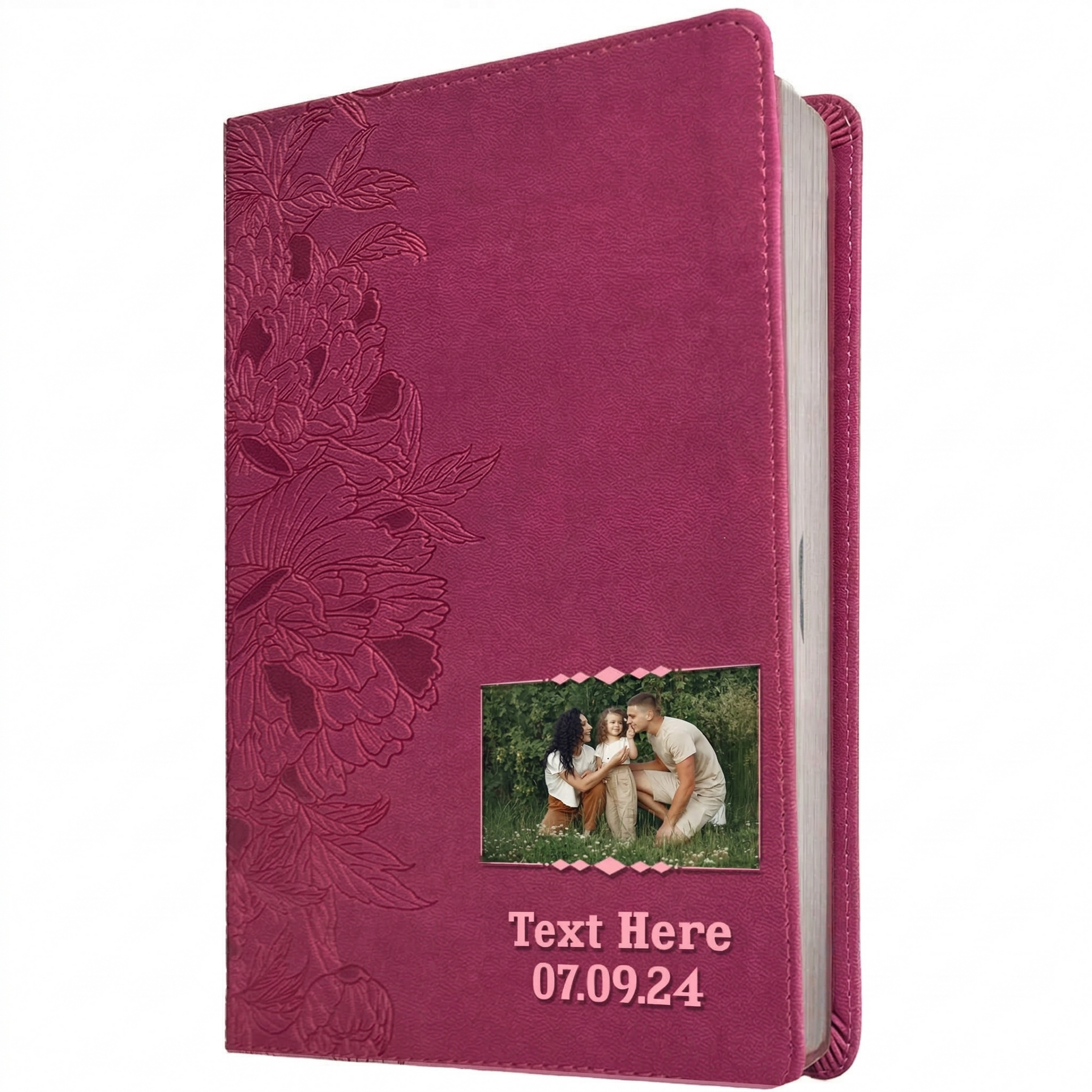 Personalized NLT Giant Print Bible Peony Pink - Photo & Text - Red Letter, Filament Enabled