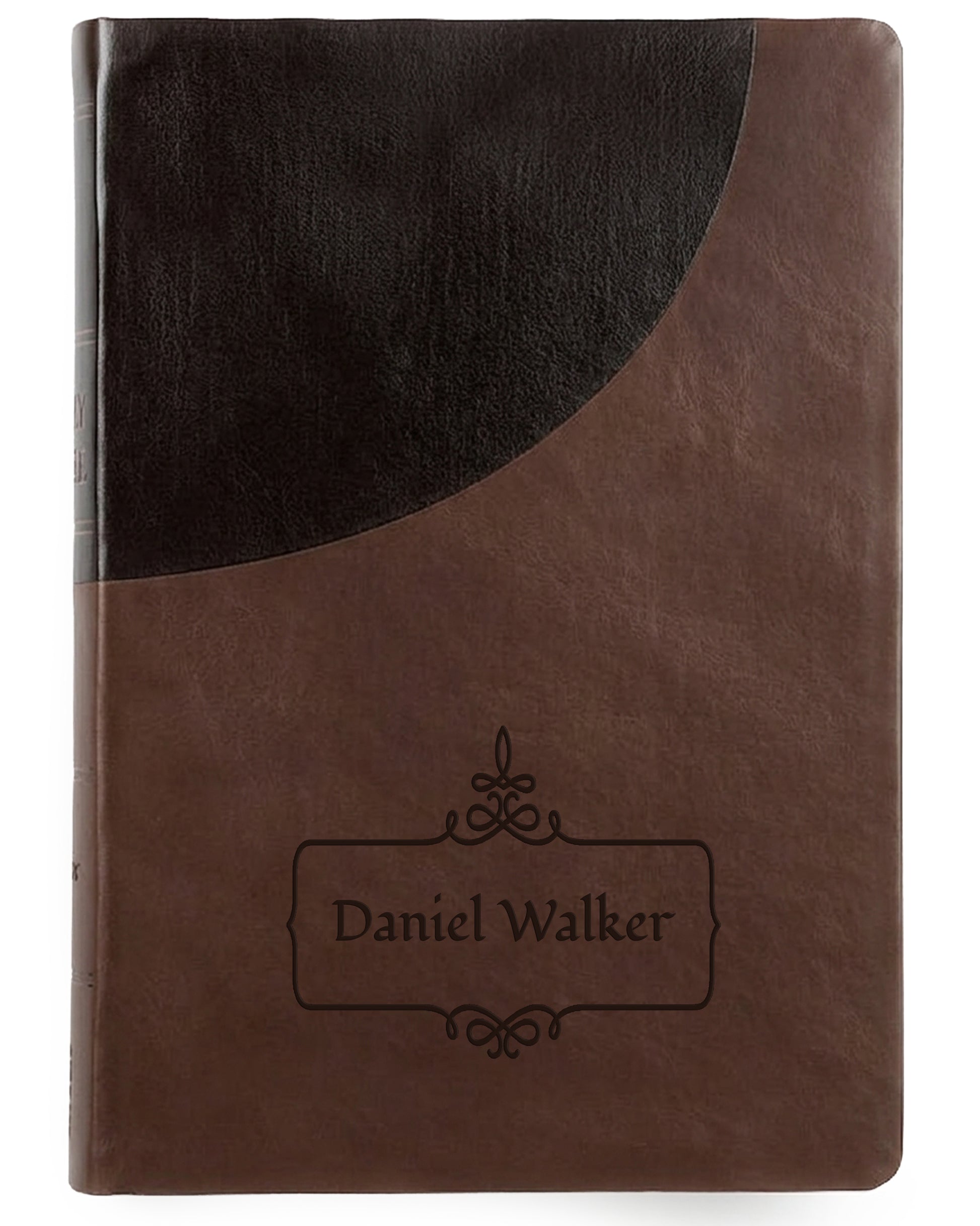 Personalized Super Giant Print NIV Reference Bible Brown - Floral Frame - Red Letter