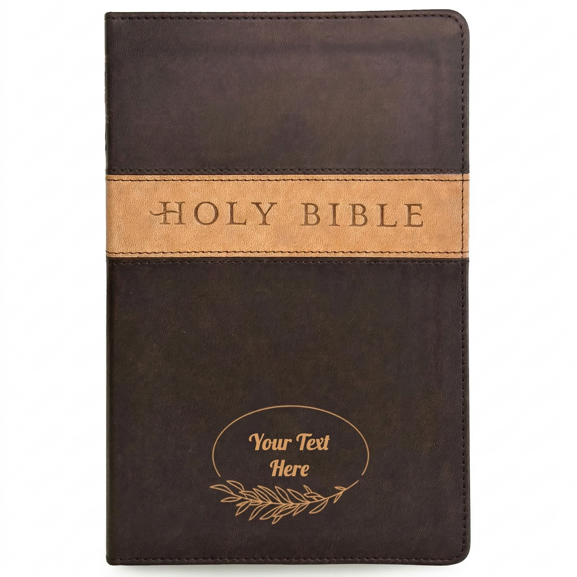 Personalized NLT Bible Dark Brown/Tan TuTone - Red Letter - Floral Frame