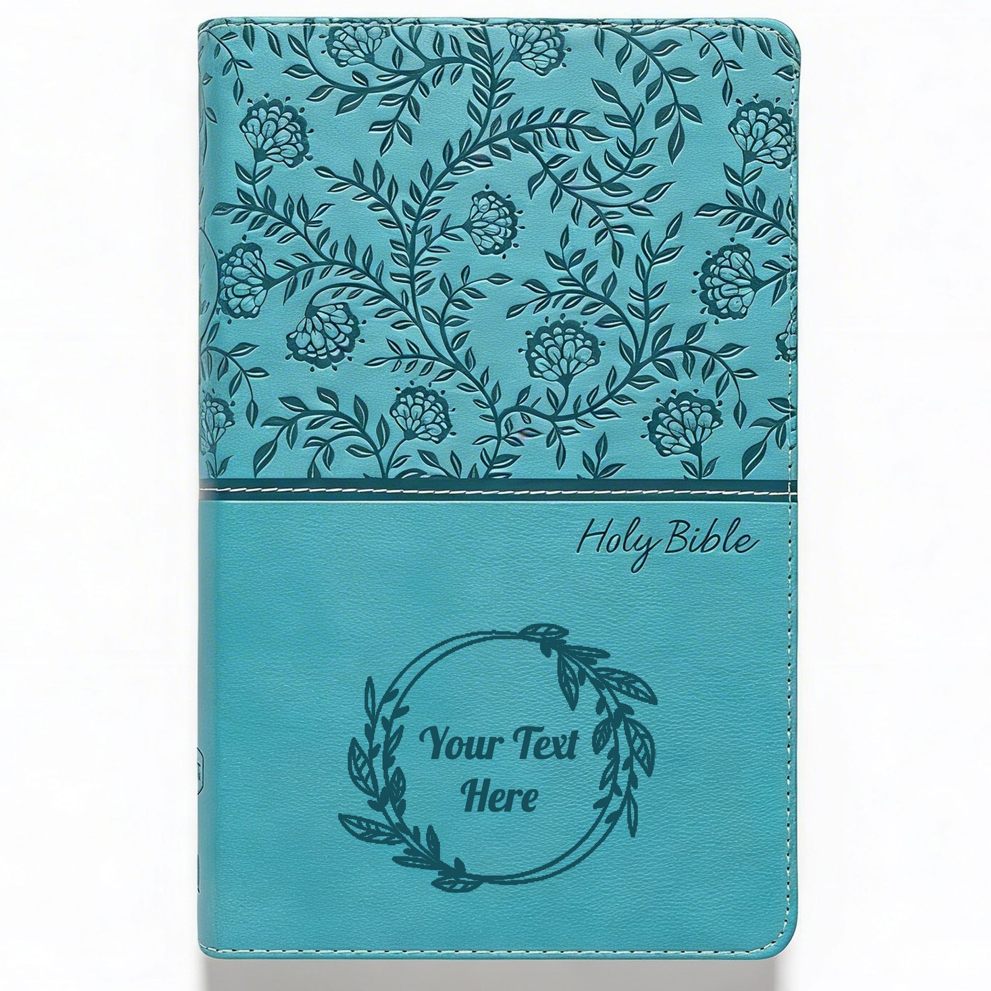 Personalized KJV Bible Turquoise - Red Letter - Floral Frame